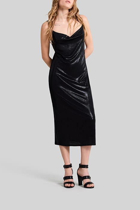 BLACK LAMÉ STRAPPY MIDI DRESS 3