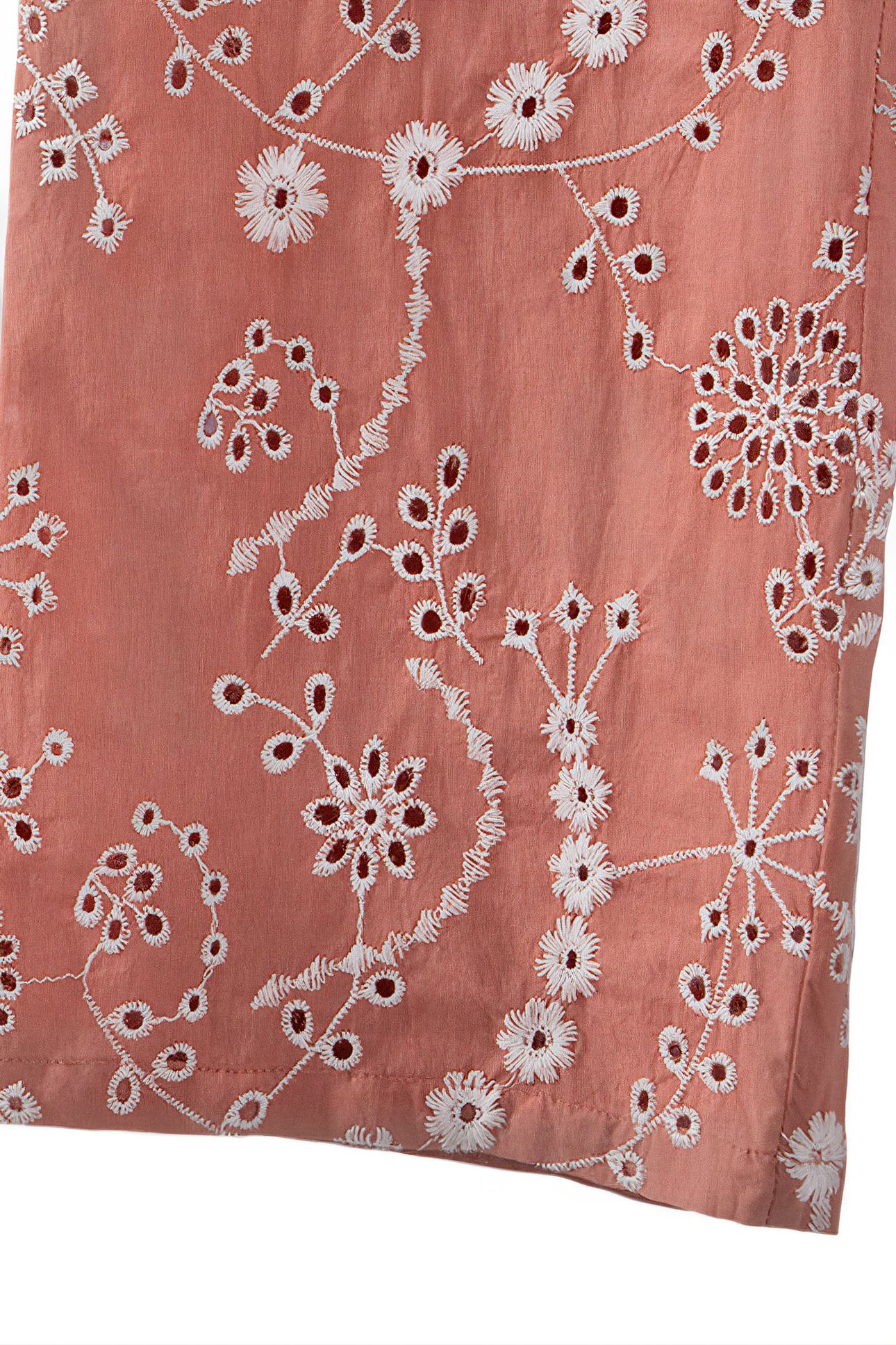 GIRLS’ OLD PINK ORGANIC COTTON TROUSERS, FLOWER EMBROIDERY 4
