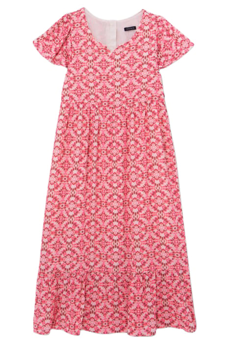 GIRLS’ PINK LONG DRESS WITH ETHNIC PRINT 1