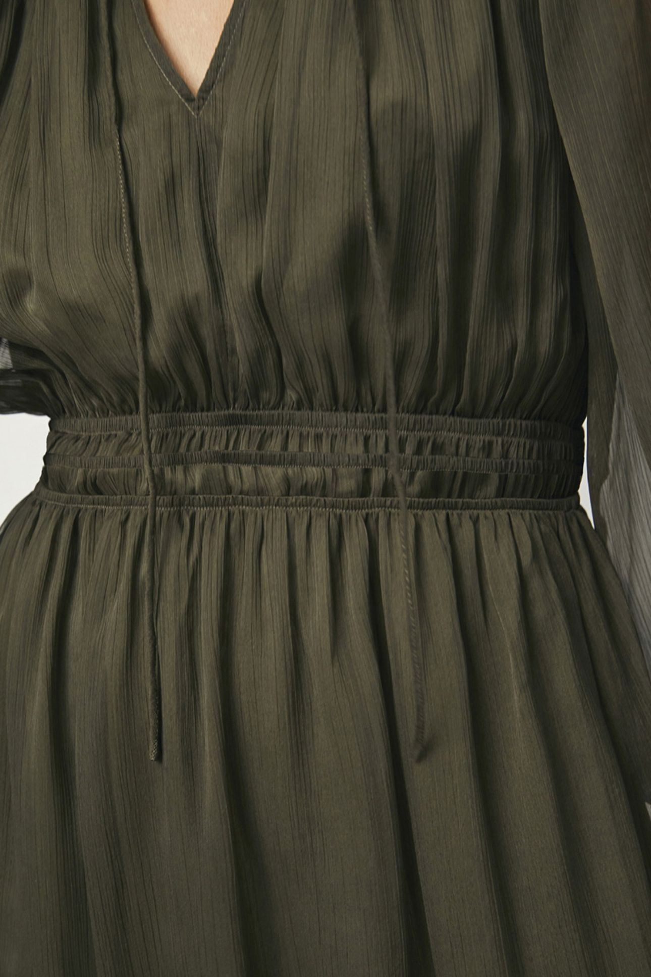 ABSOLUTE PLEATED BOHO DRESS UTILITY GREEN 5