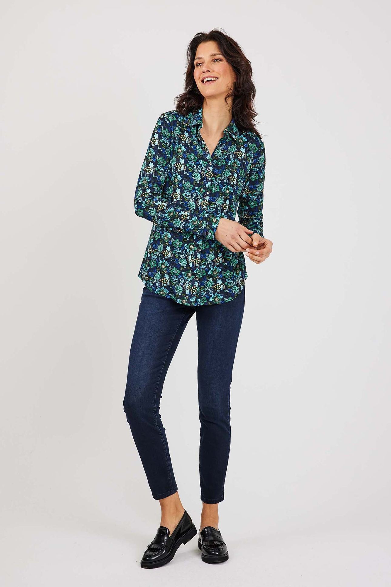 JERSEY BLOUSE GWEN DARKBLUE WITH EYECANDY MULTI XS 2
