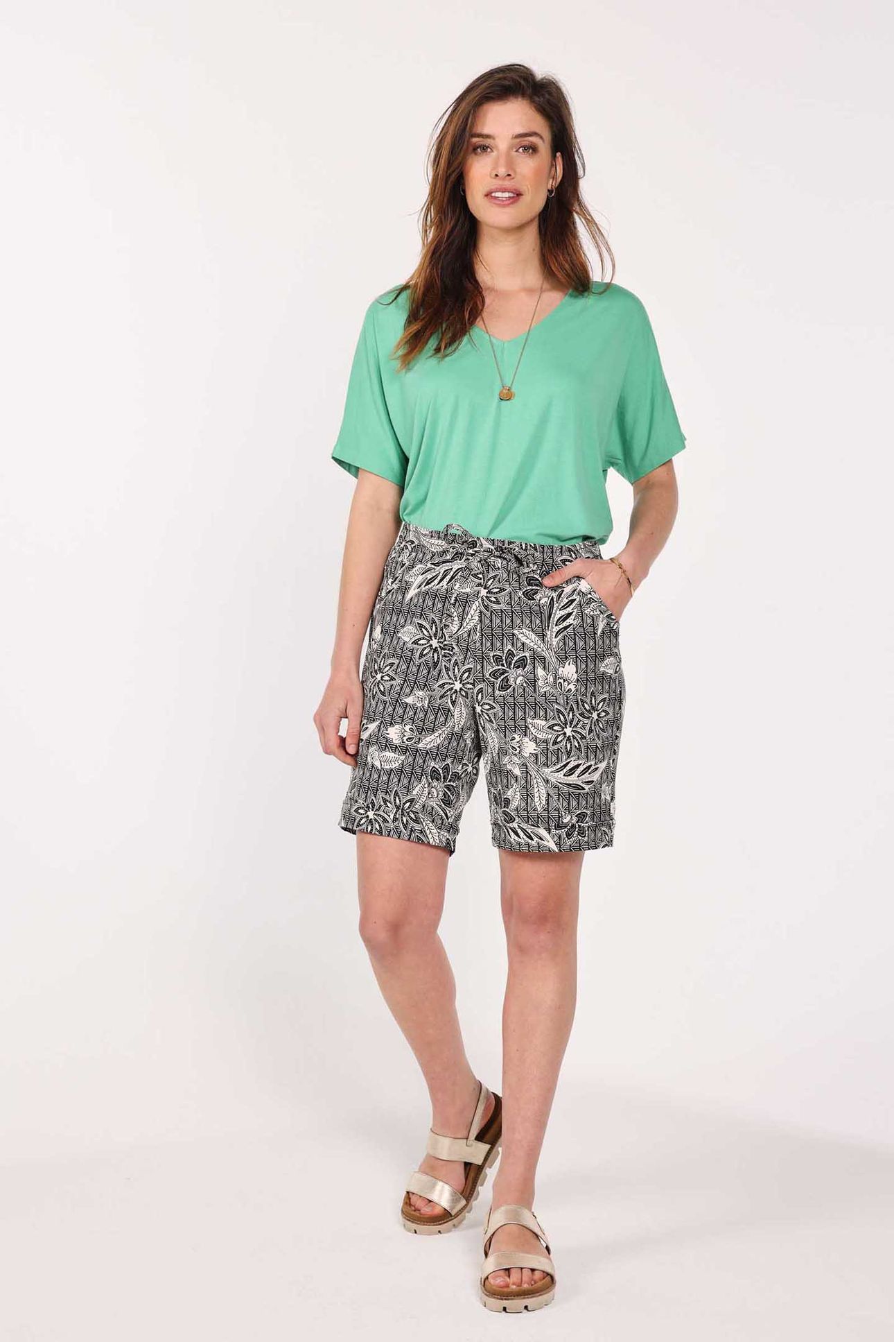 TRAVEL BERMUDA VOLARE PRINT BLACK AND WHITE WITH STRUCTURED 2