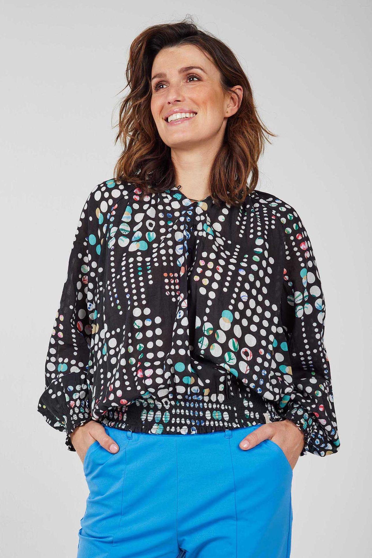 BLOUSE LIMA BLACK WITH SECRET DOT PRINT 1