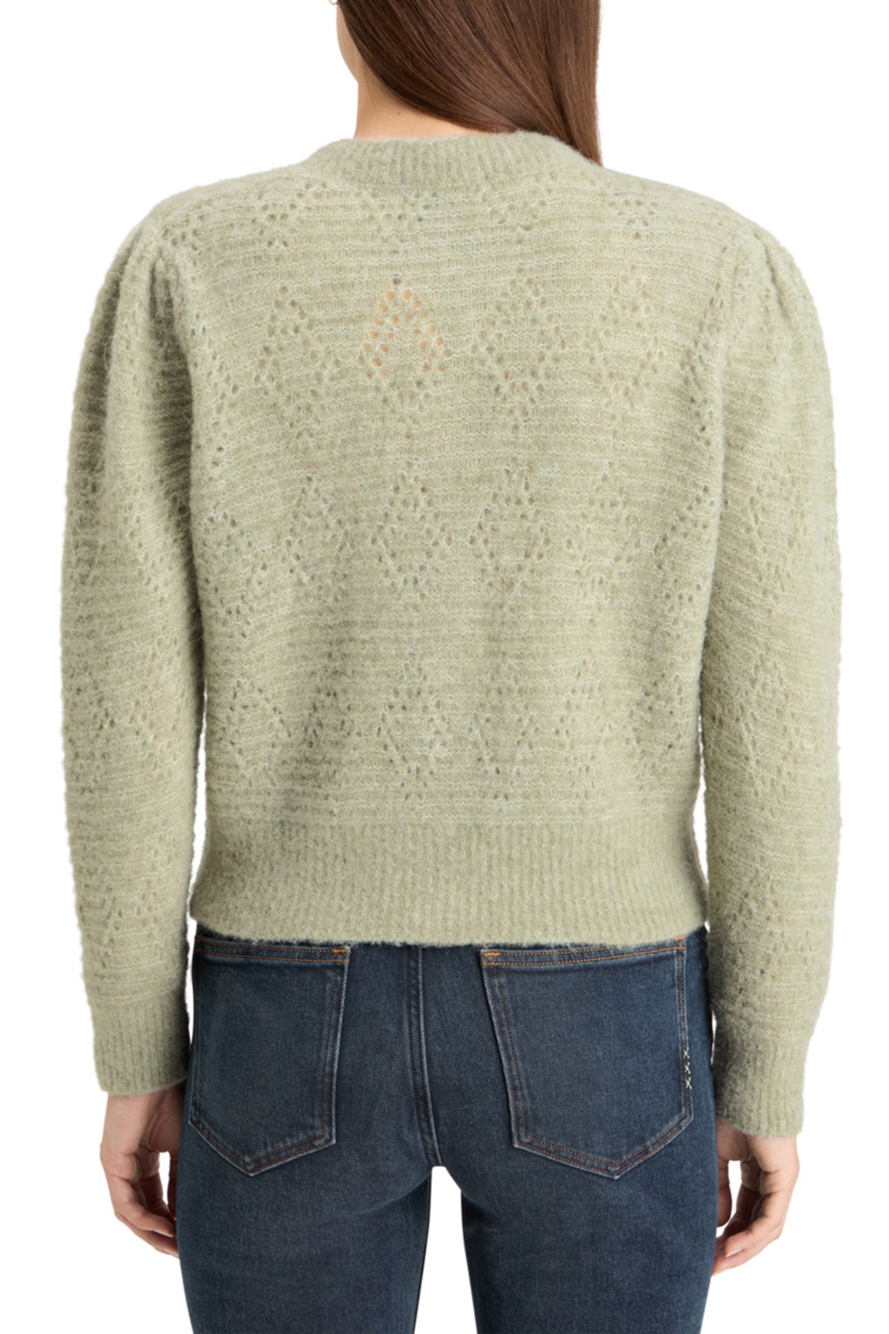 BOUCL CREW NECK CARDIGAN WASHED SAGE MELANGE 2