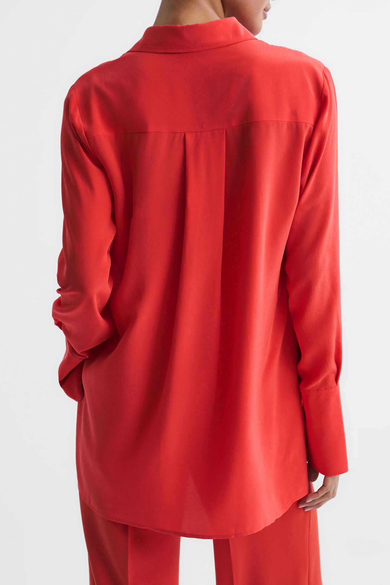 KIA MATTE SILK BLOUSE — CORAL 2