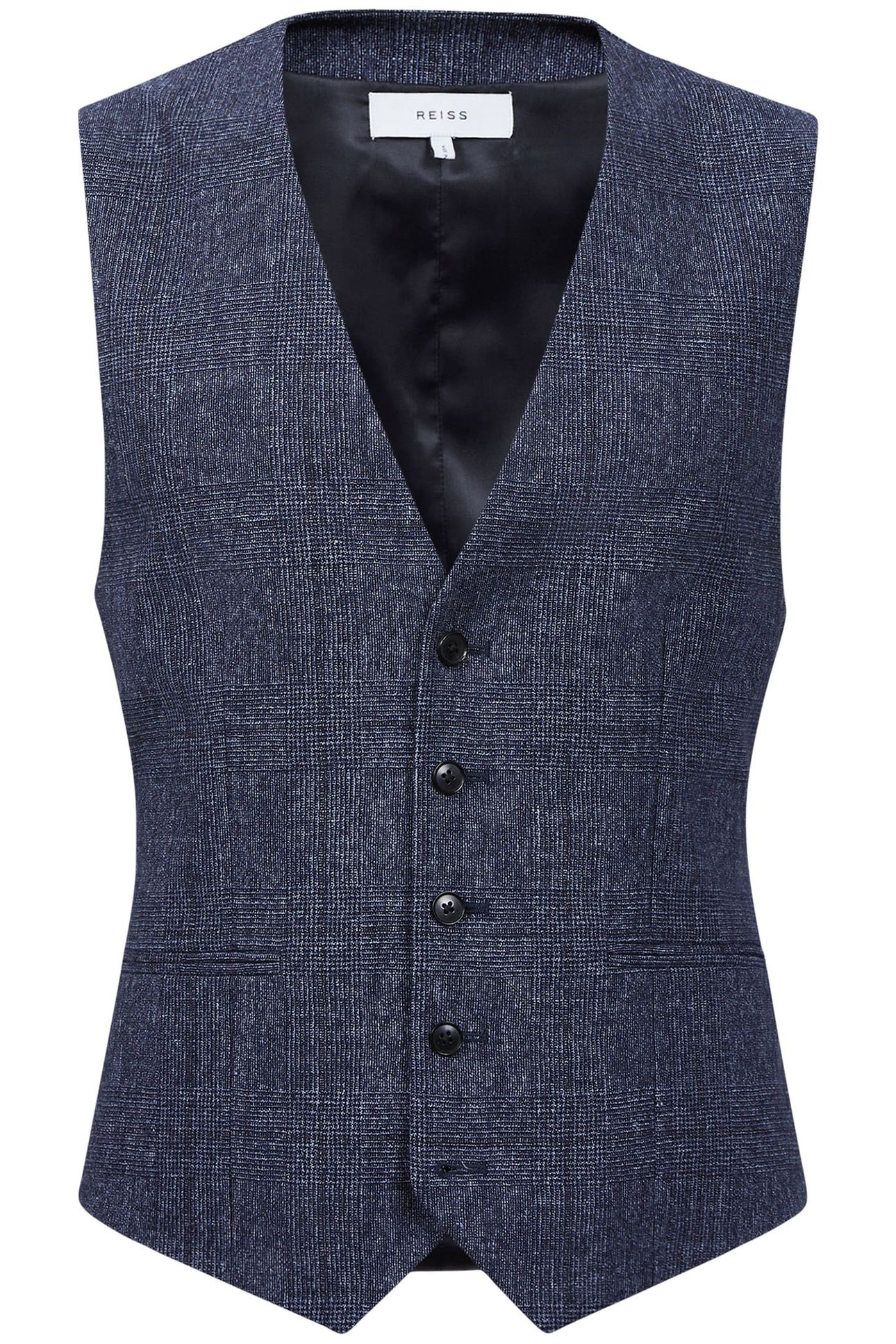 PRINCE OF WALES CHECK WAISTCOAT — INDIGO 3