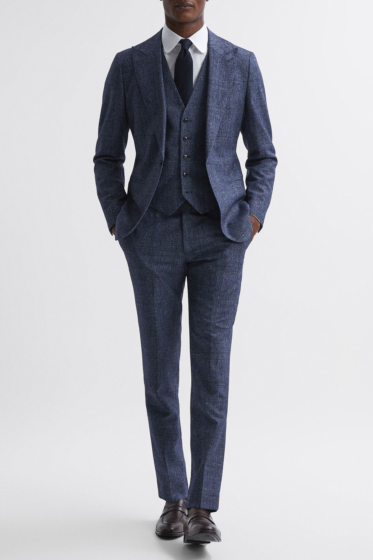 PRINCE OF WALES CHECK WAISTCOAT — INDIGO 4