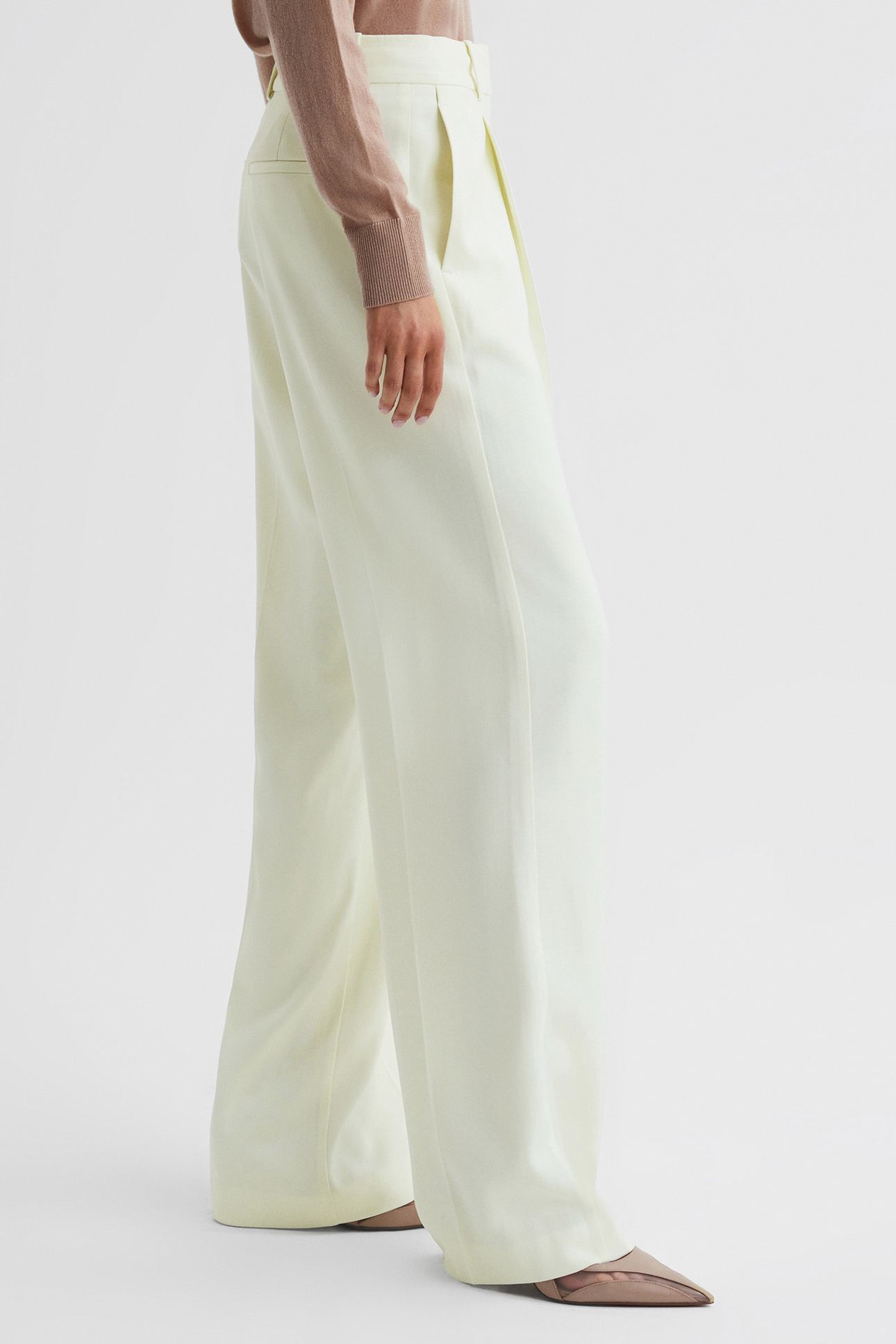 PALE YELLOW WIDE-LEG & FLARED PANTS — MID RISE 5
