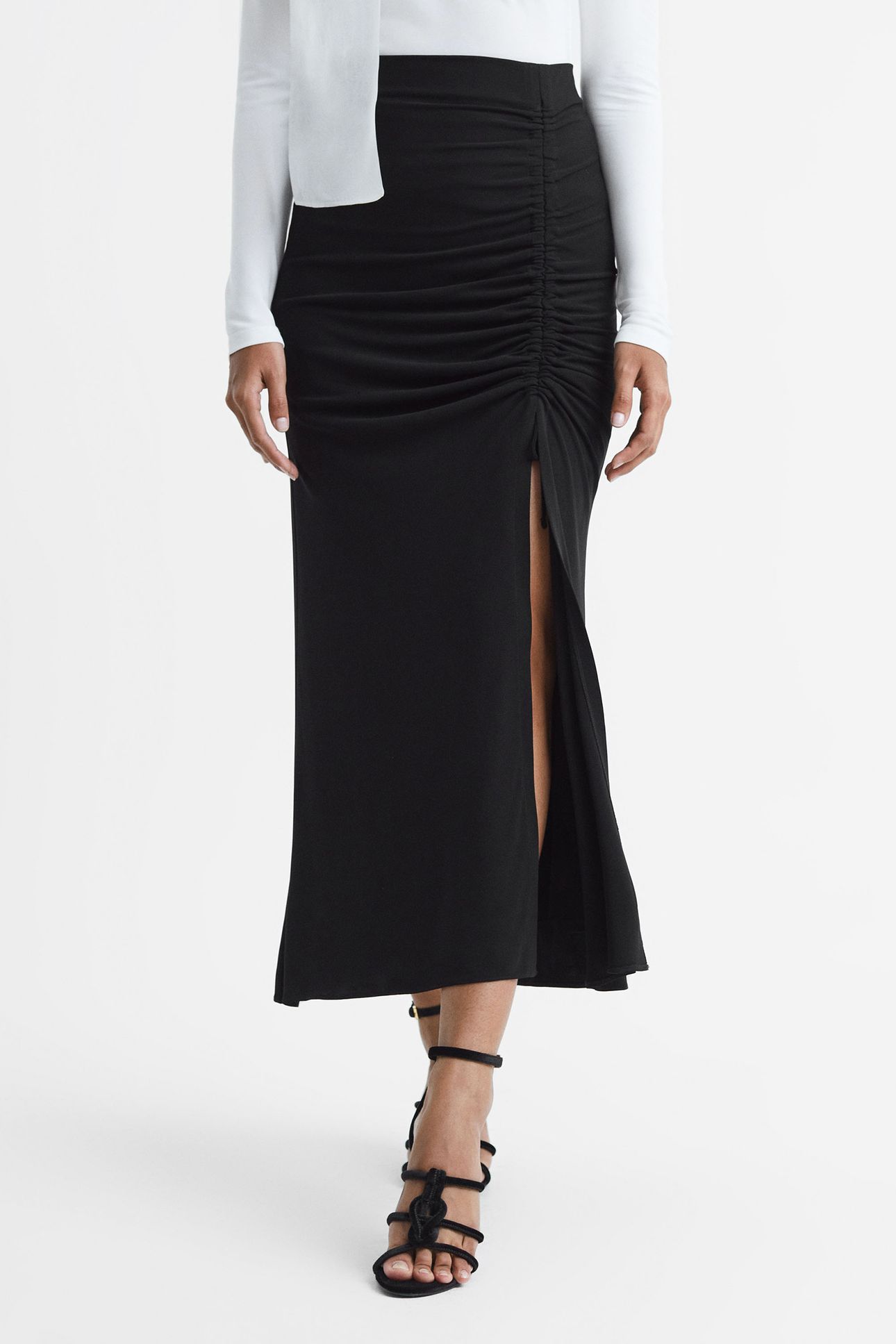 JERSEY MIDI SKIRT — THE MODEL IS WEARING A SIZE 8 1