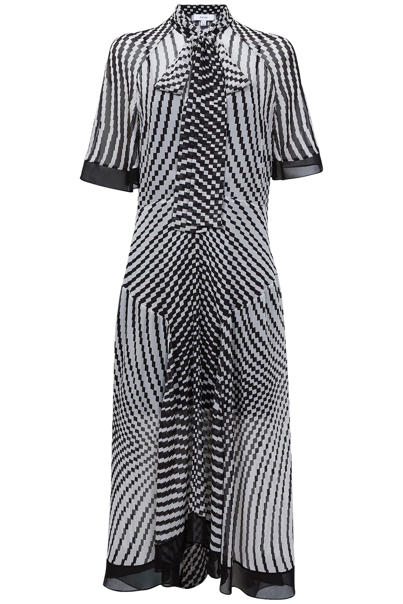 CHECK MIDI DRESS — BLACK AND WHITE 3