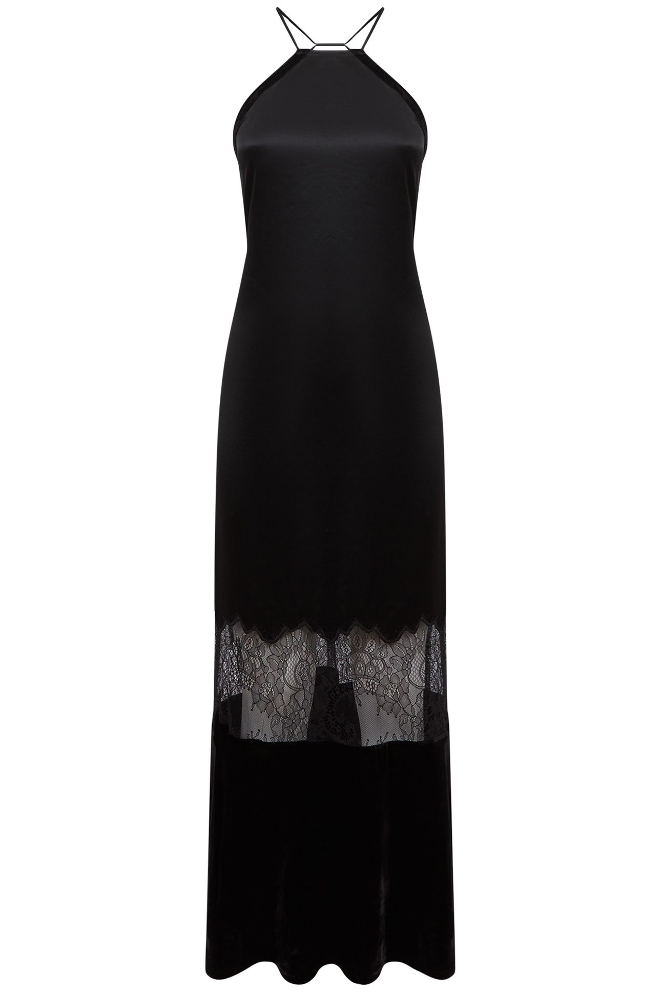 LACE PANEL MAXI DRESS — BLACK 3