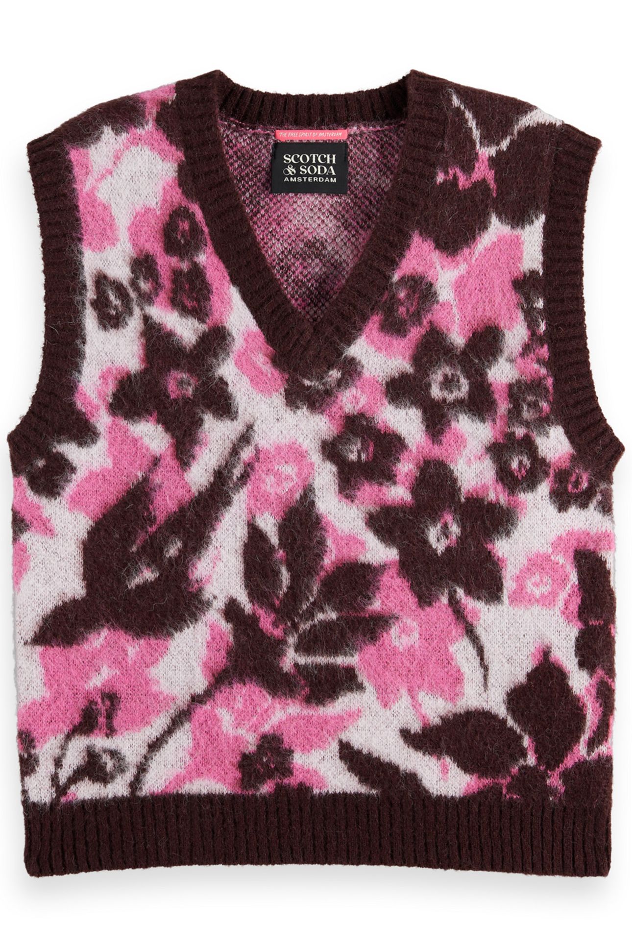 FUZZY V- NECK JACQUARD SPENCER WINTER FLORAL 4