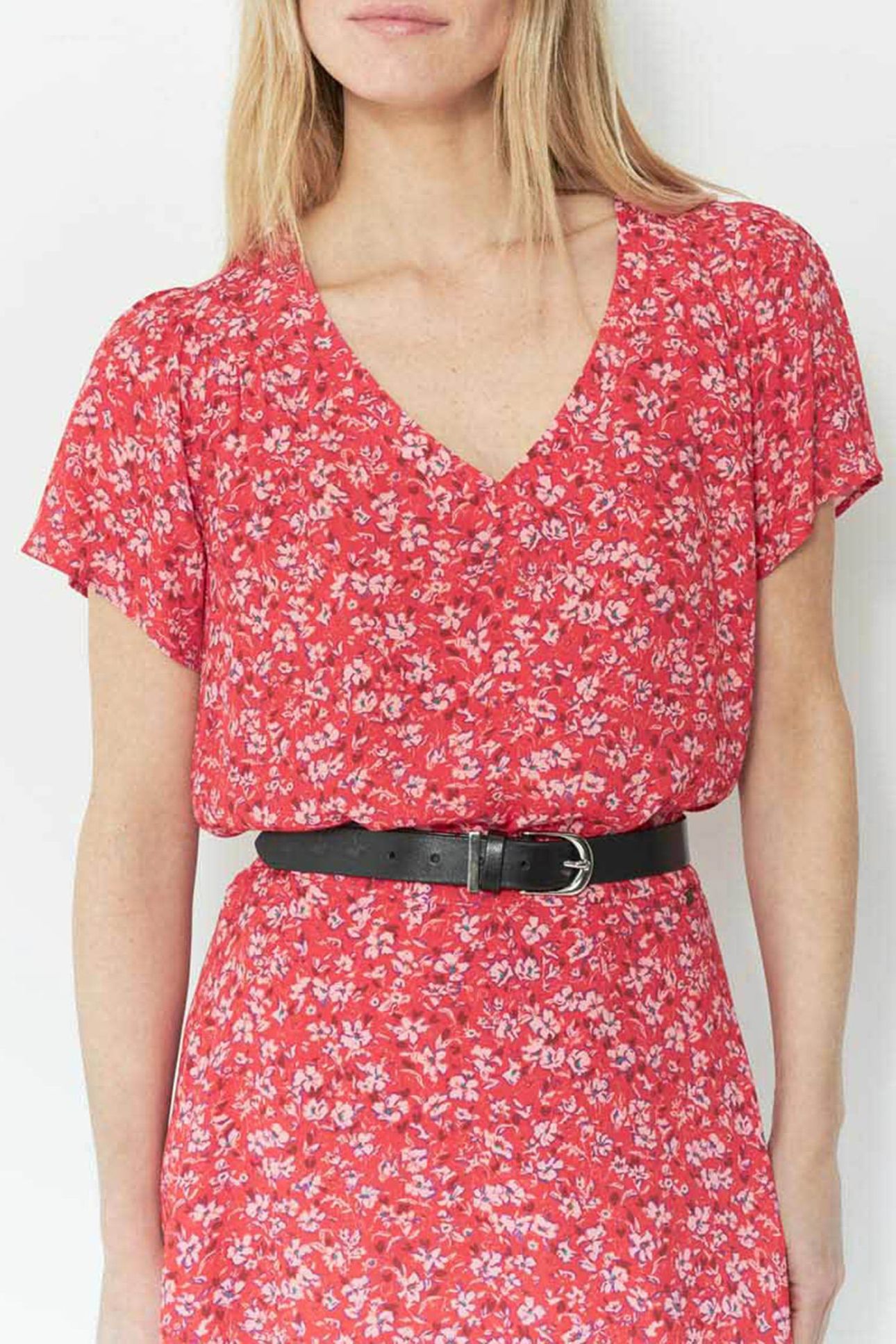 CALDWELL _ GRENADINE RED BLOSSOM PRINT TOP IN LENZING™ ECOVE 1