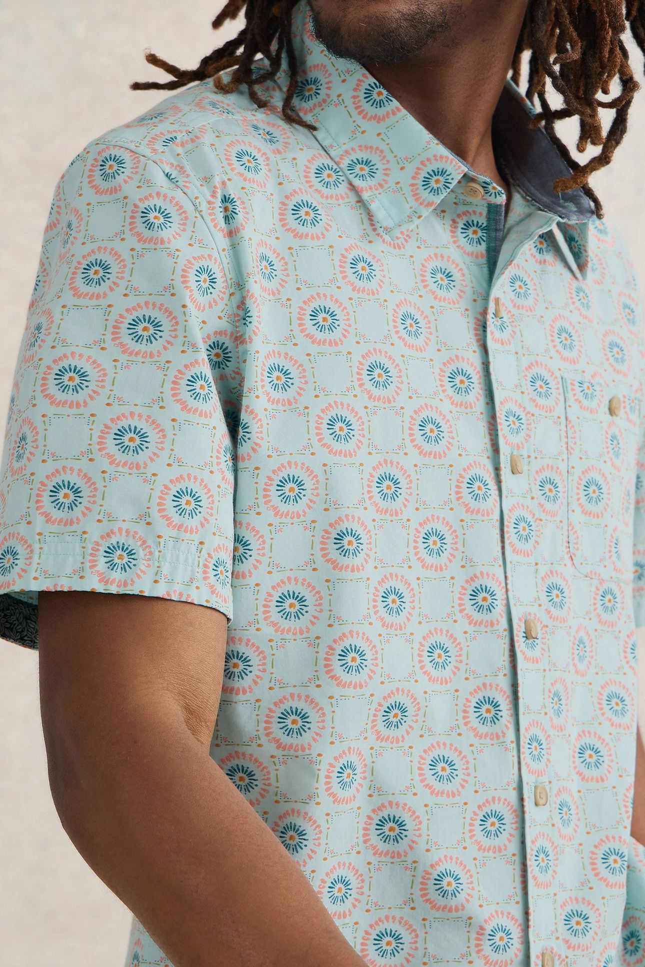 DAISY TILE PRINTED SS SHIRT BLUE PRINT 6