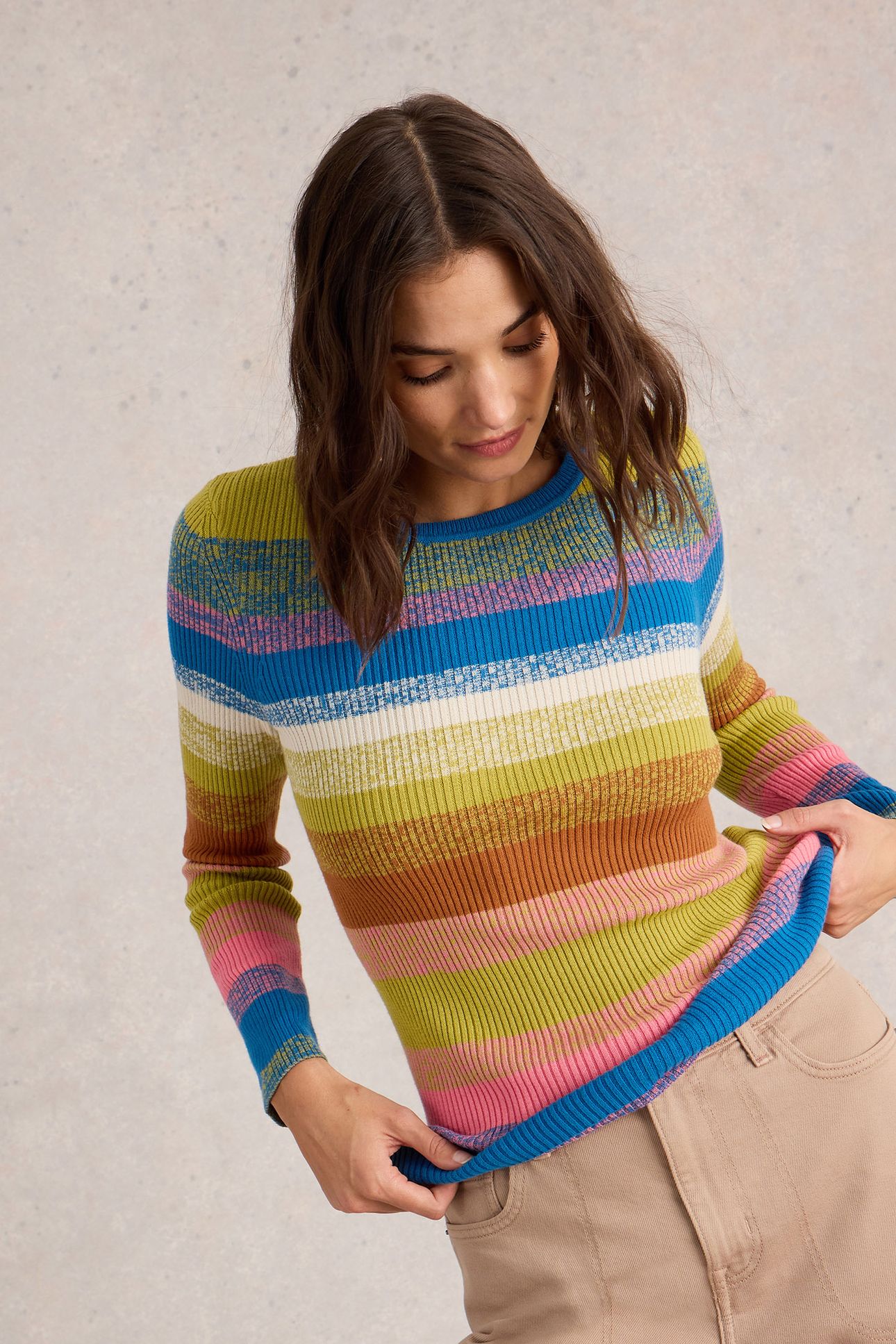 RIB STRIPE JUMPER PINK MULTI 1