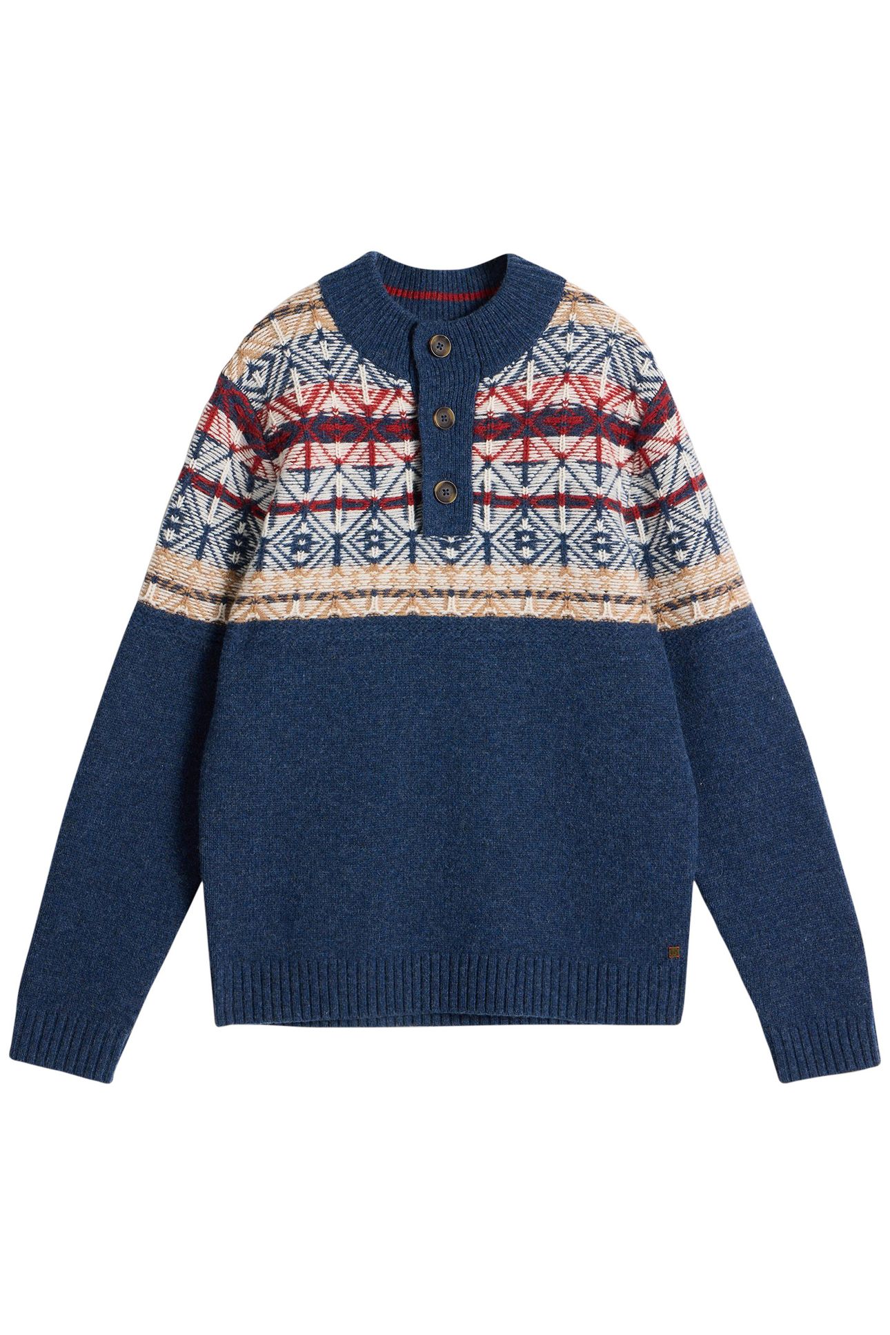 LEWIS FUNNEL NECK FAIRISLE NAVY MULTI 3
