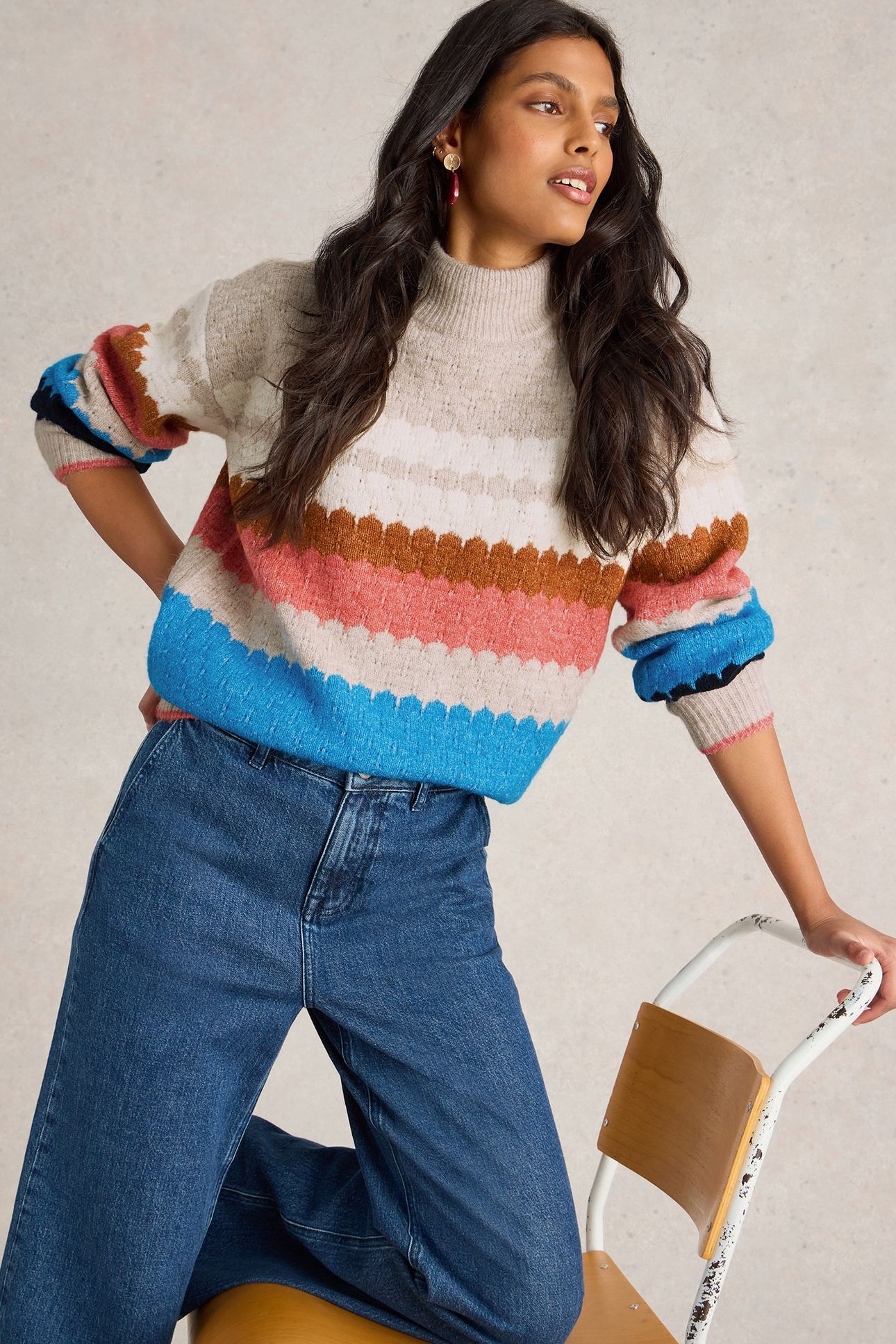 SHELLY COL BLOCK JUMPER NATURAL MULTI 3
