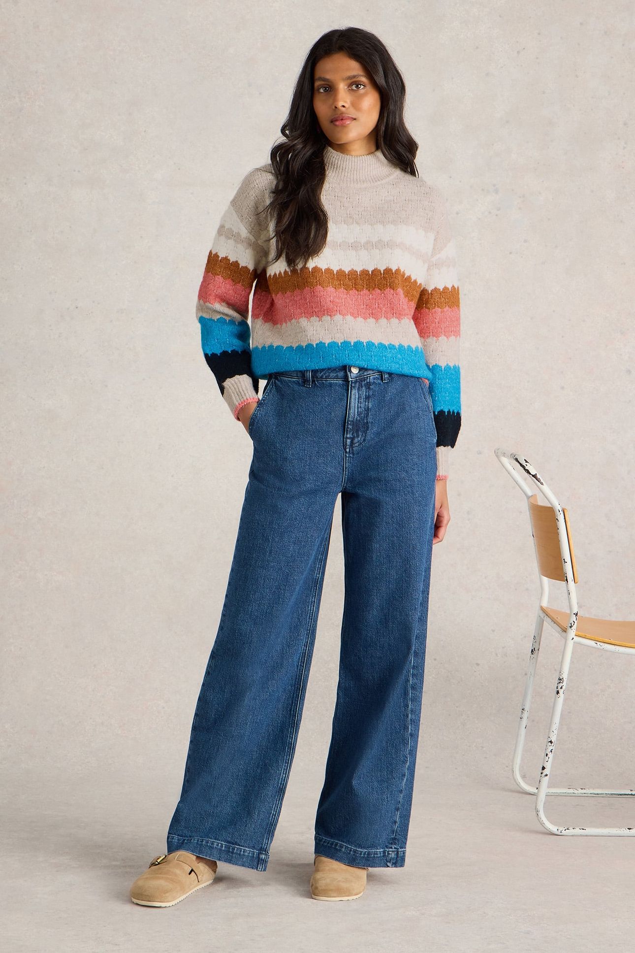 SHELLY COL BLOCK JUMPER NATURAL MULTI 1