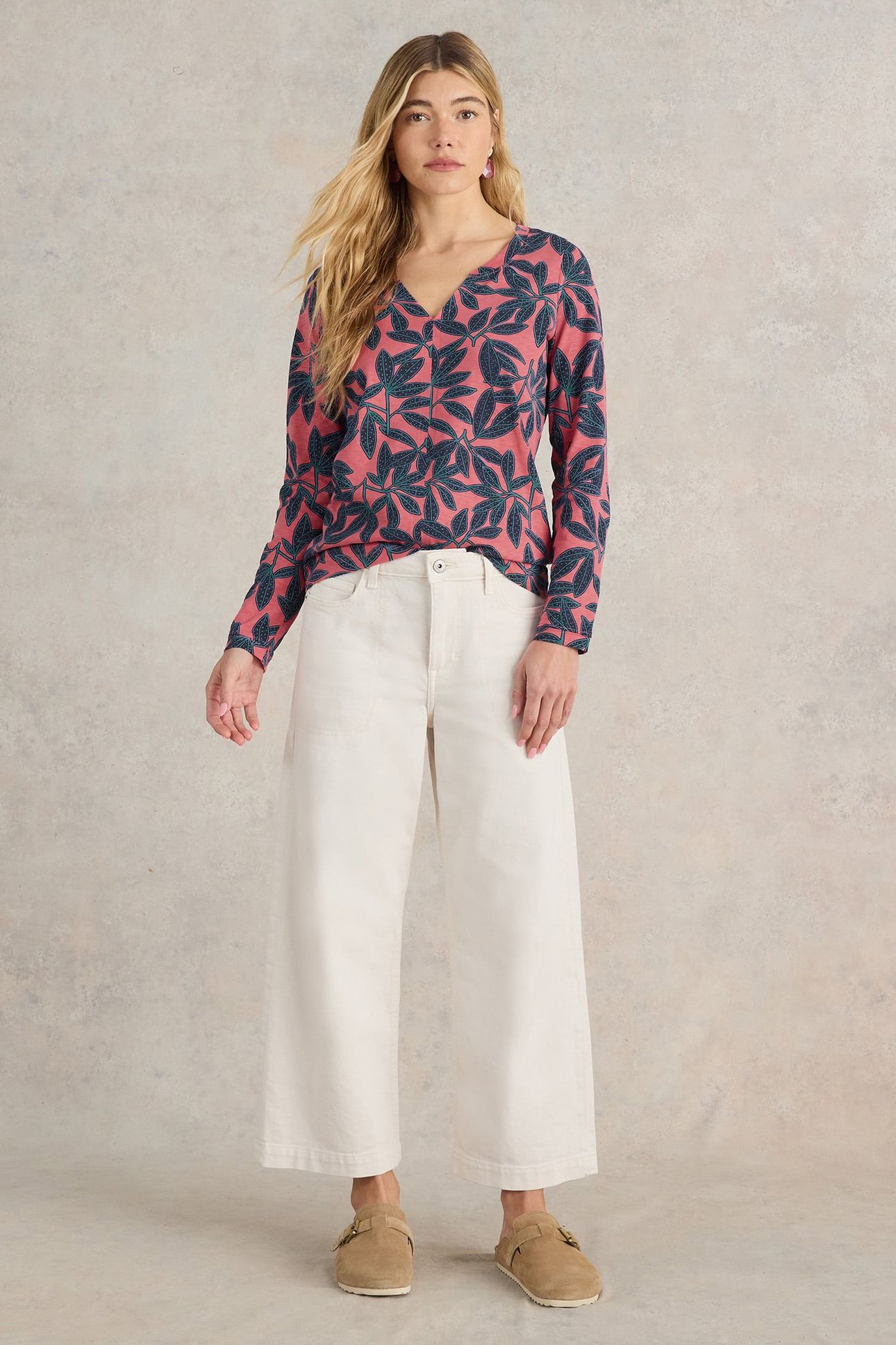 NELLY LS TEE CORAL PRINT 1