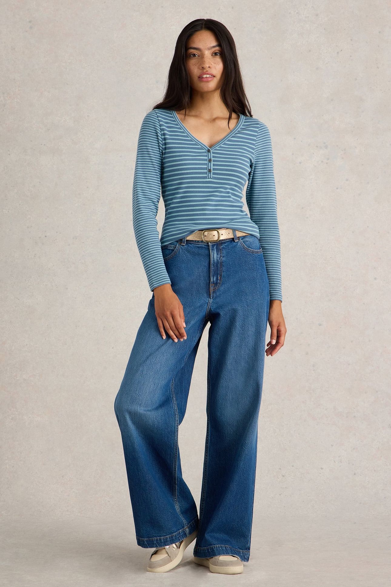 HALLEY RIB STRIPE HENLEY BLUE MULTI 1