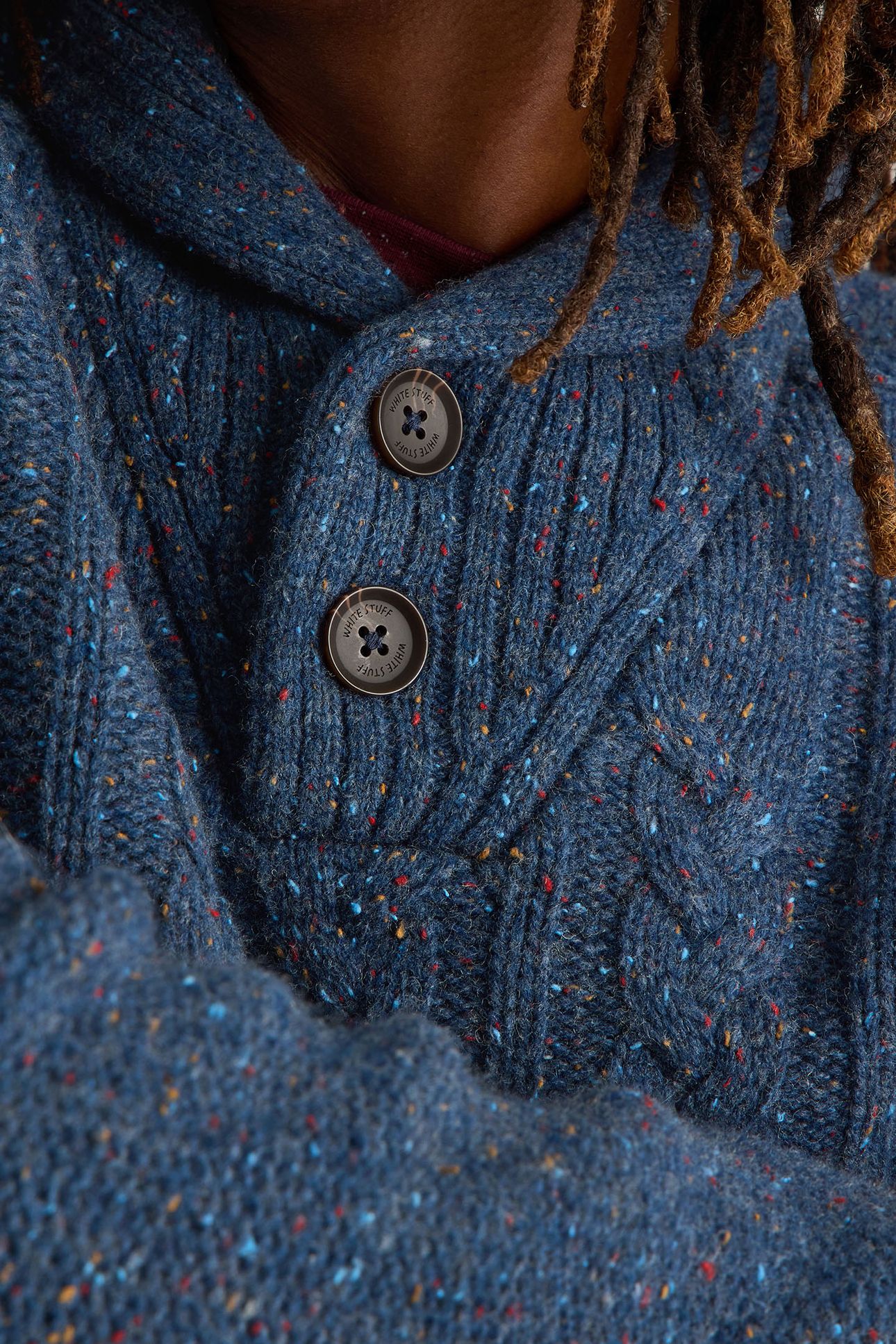 BERKLEY SHAWL NECK JUMPER NAVY MULTI 6
