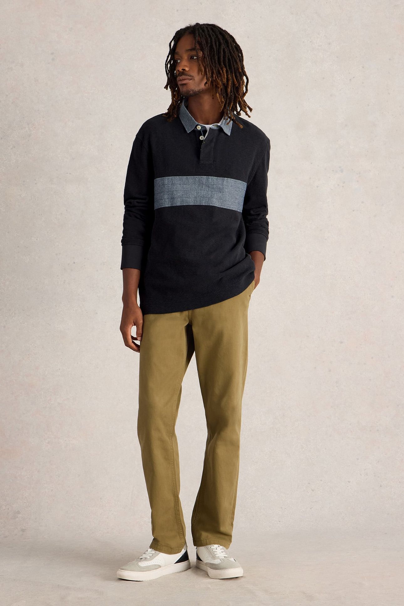 CUT & SEW RUGBY SHIRT MID BLUE 1