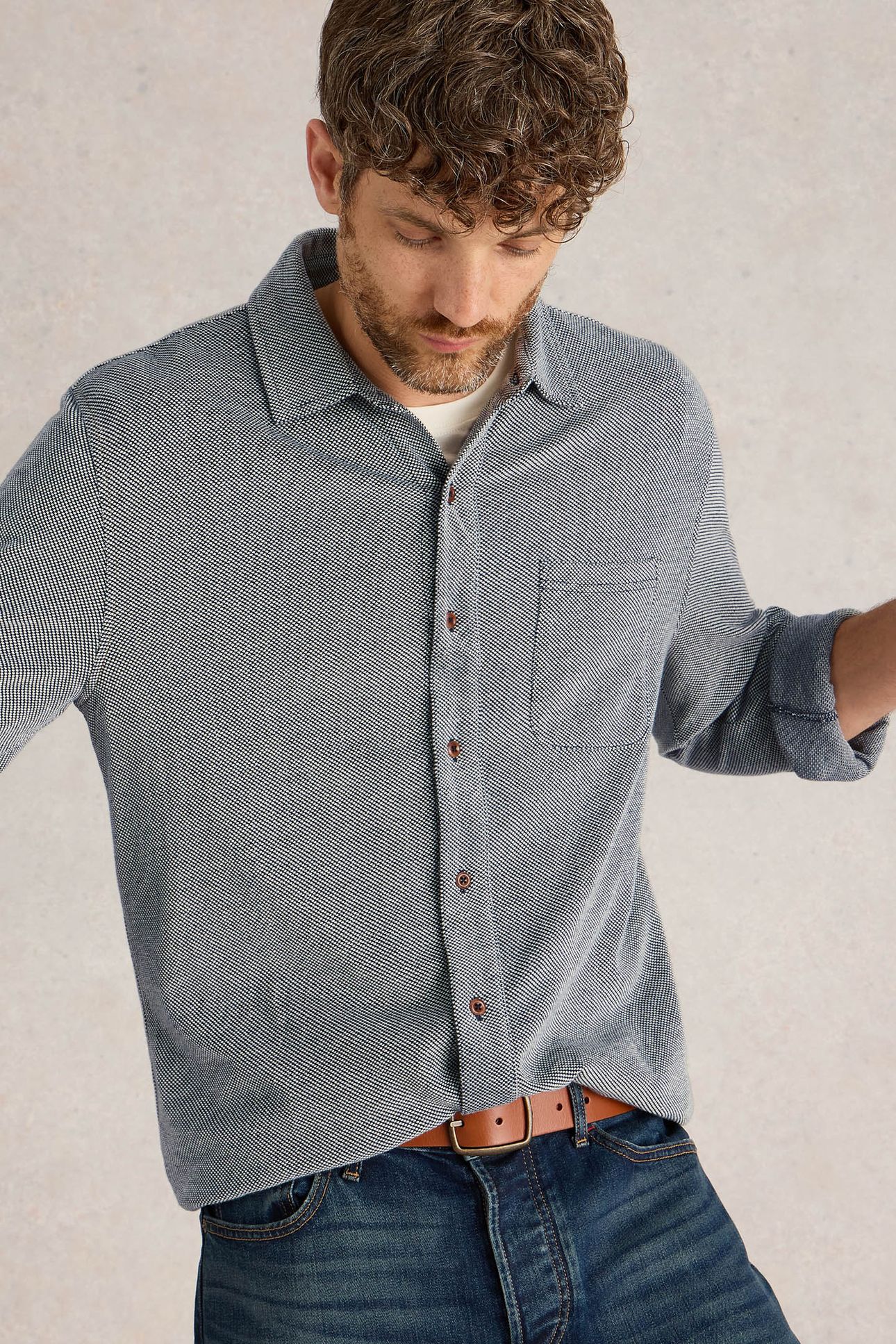 PIQUE JERSEY SHIRT MID GREY 5