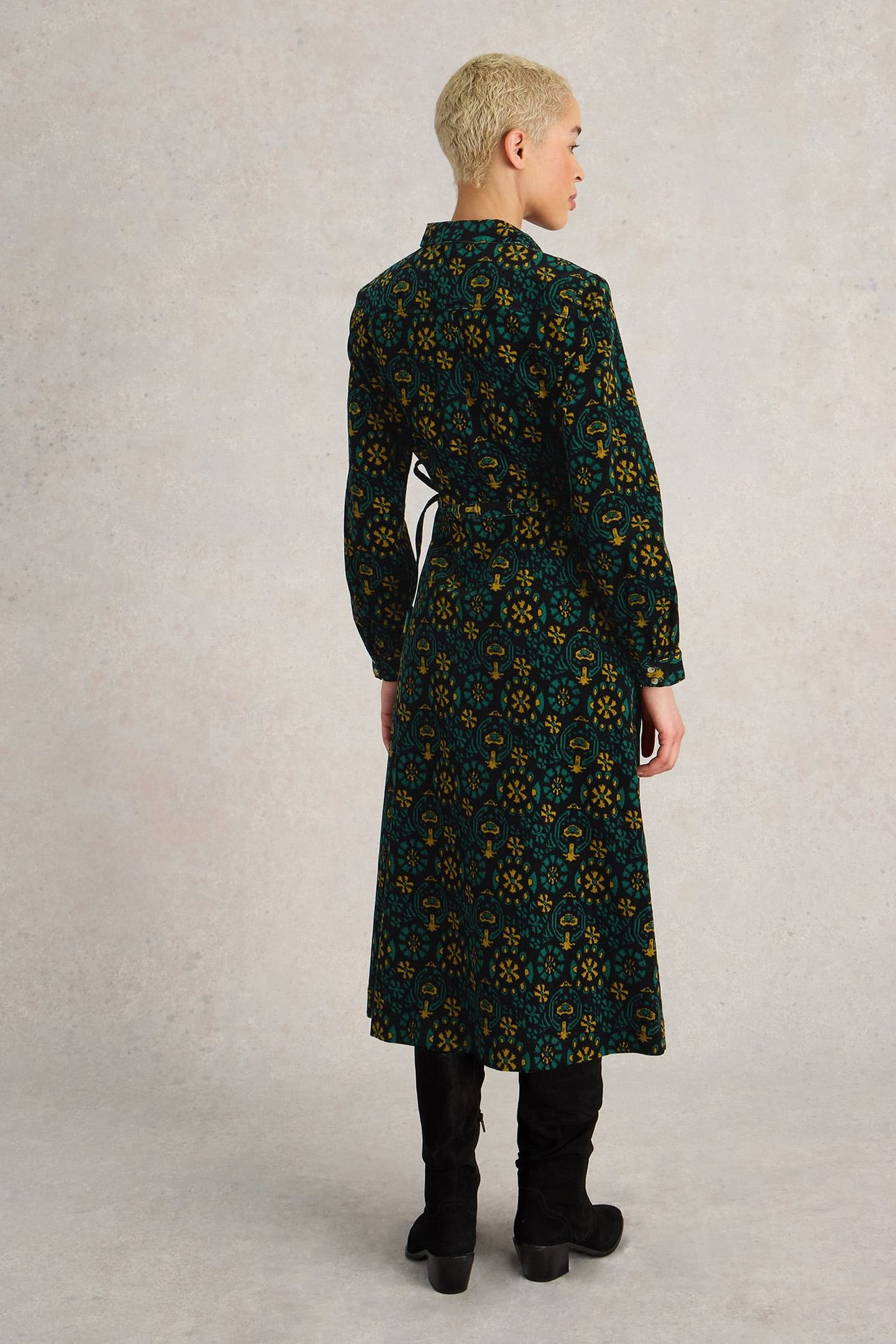 JADE CORD SHIRT DRESS BLACK PRINT 2