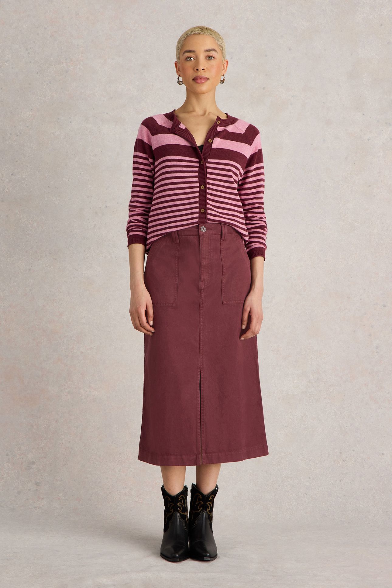 MAREN MIDI SKIRT DARK PLUM 1