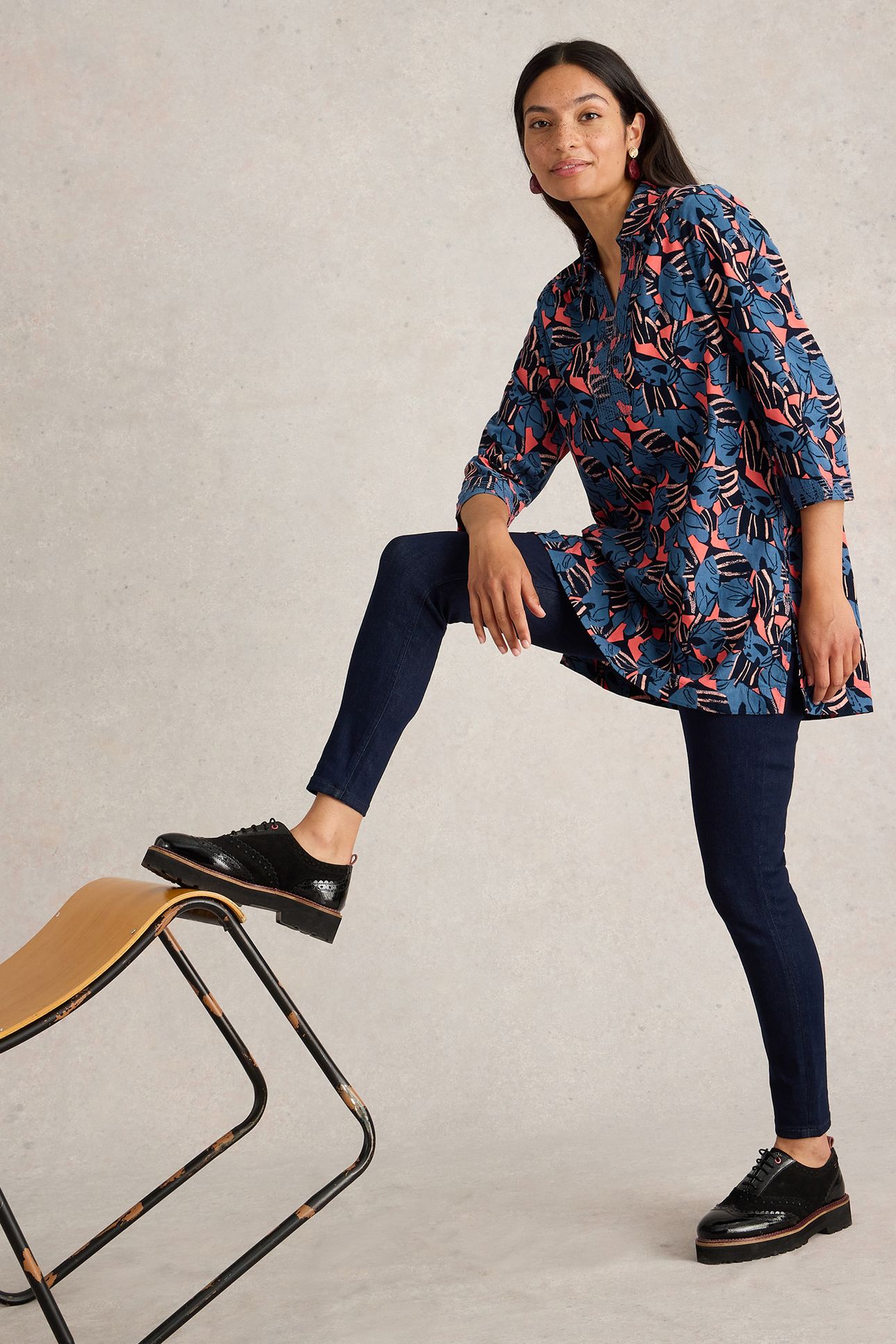 BLAIRE CORD TUNIC NAVY PRINT 3
