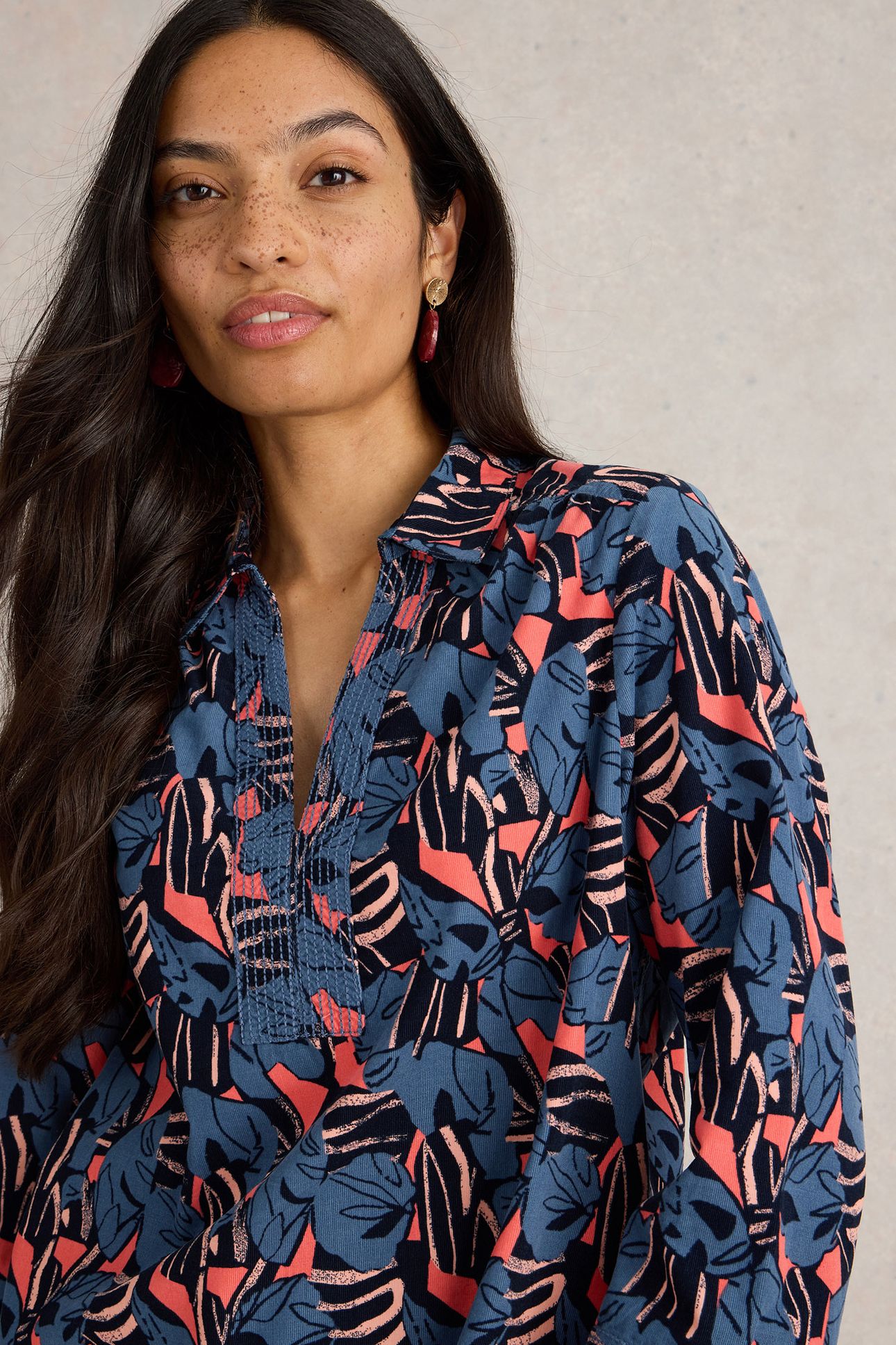 BLAIRE CORD TUNIC NAVY PRINT 5