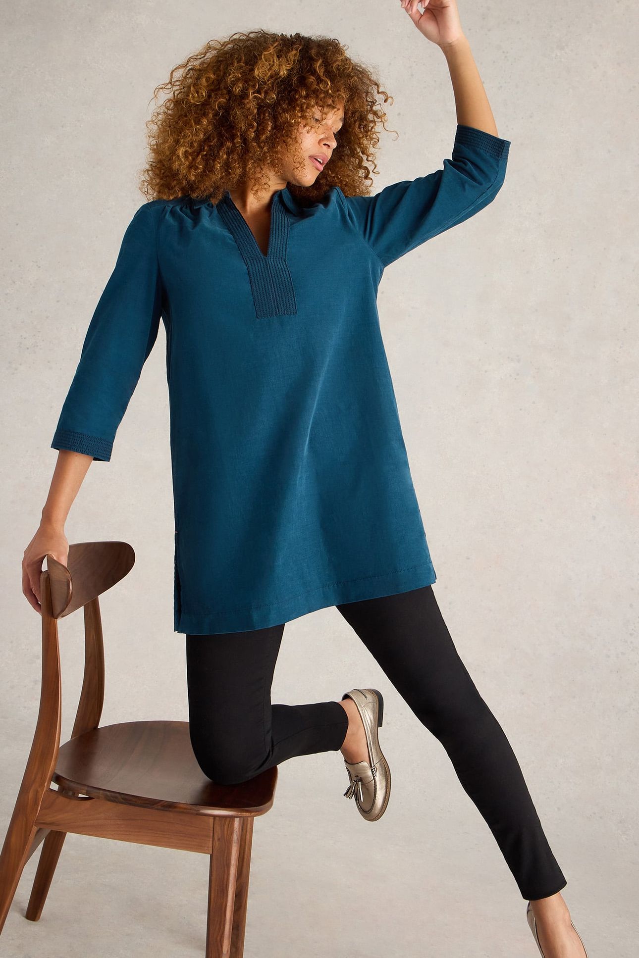 BLAIRE CORD TUNIC DARK TEAL 4