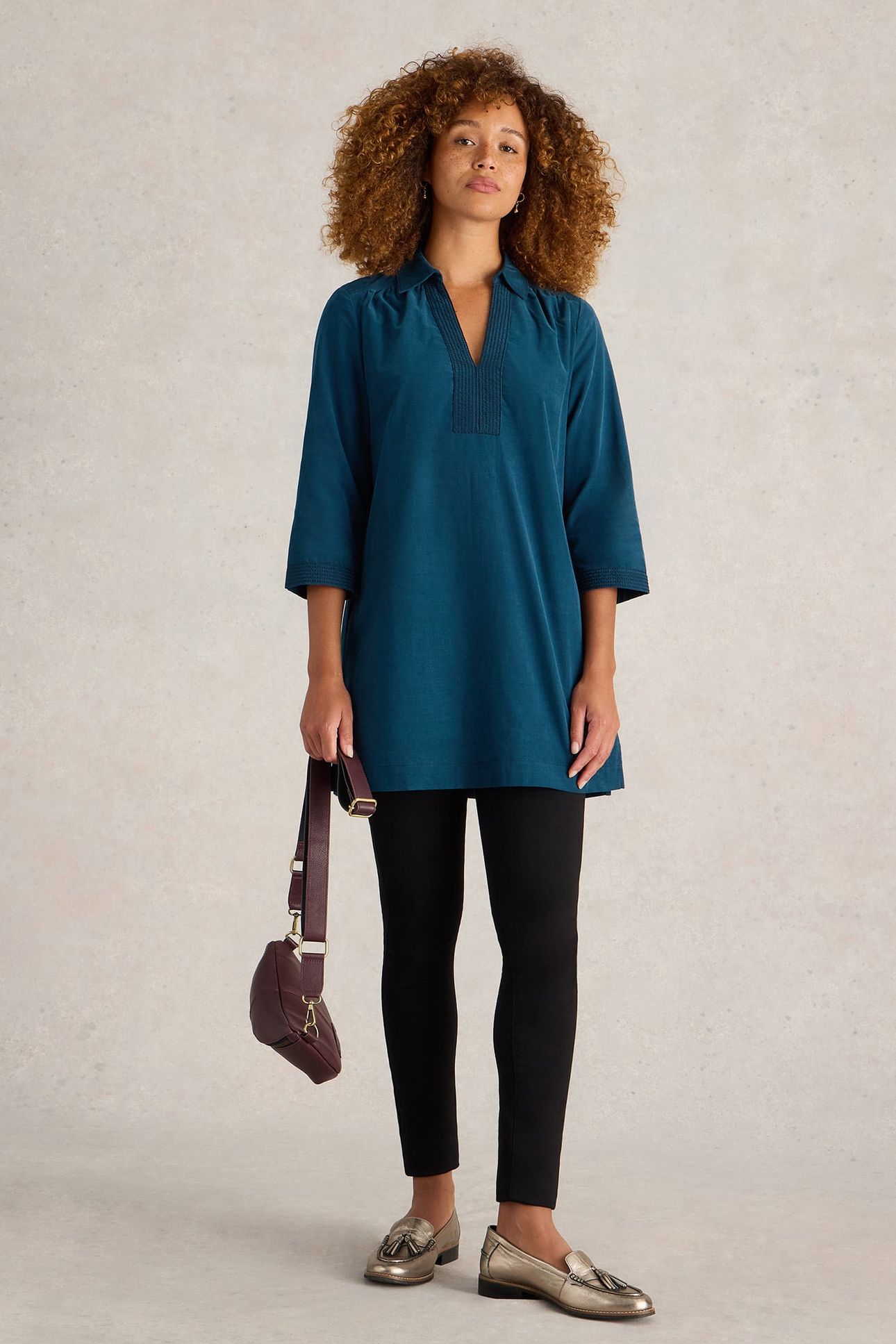 BLAIRE CORD TUNIC DARK TEAL 1