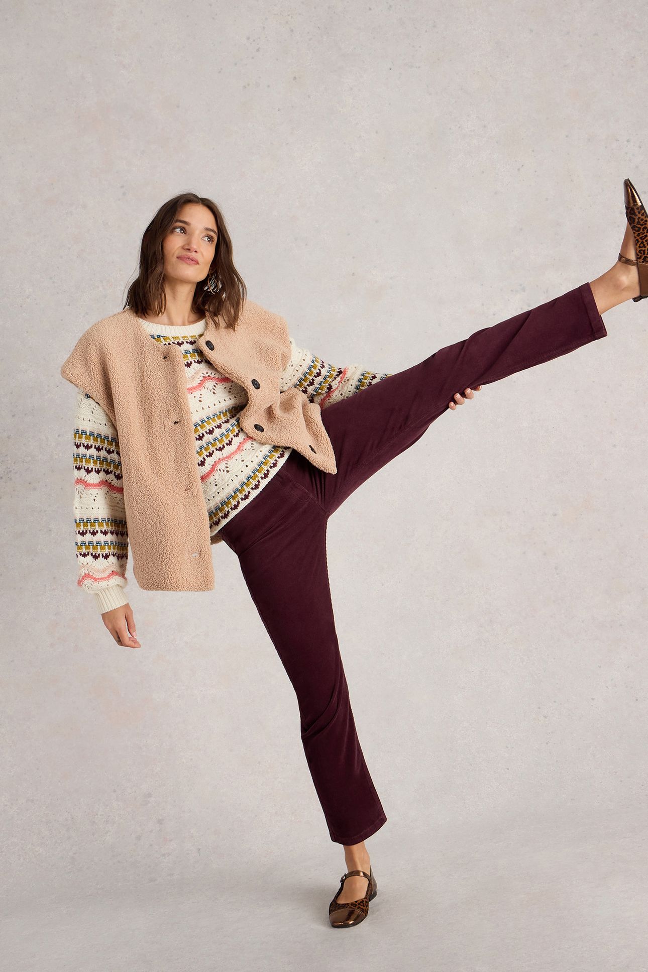 BROOKE STRAIGHT CORD TROUSER MID PLUM 4