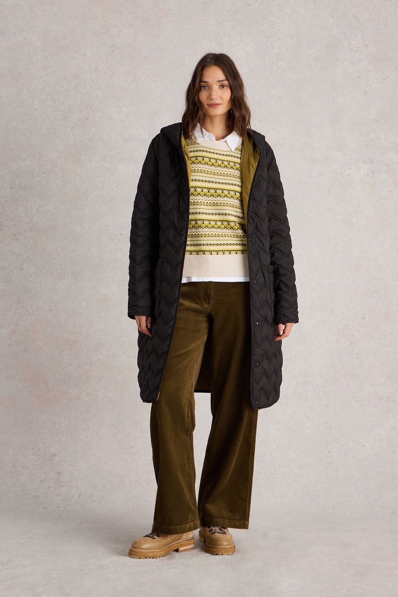 BELLE CORD WIDE LEG TROUSER KHAKI GREEN 1
