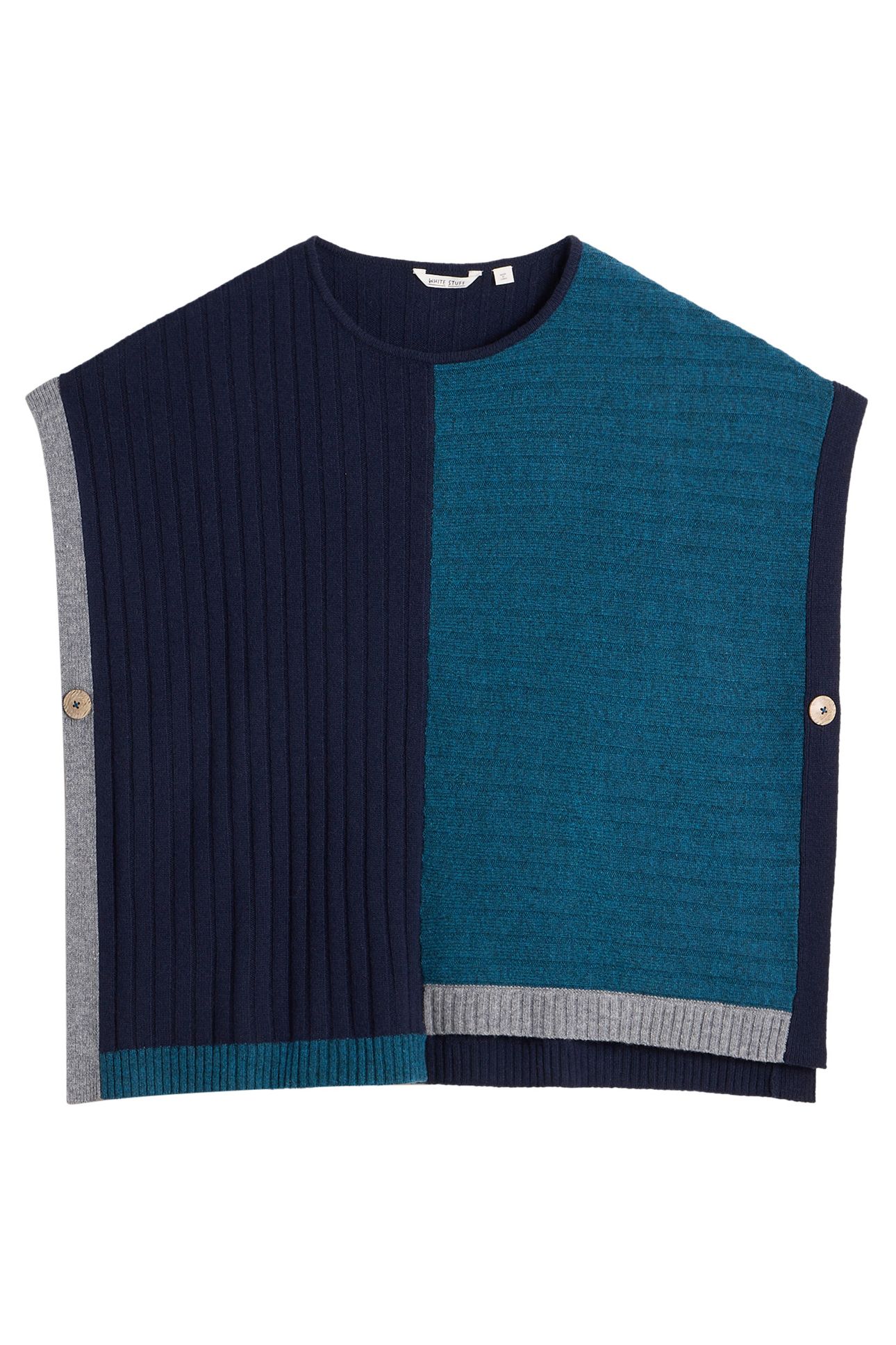 ASH KNITTED STEP HEM PONCHO TEAL MULTI 1