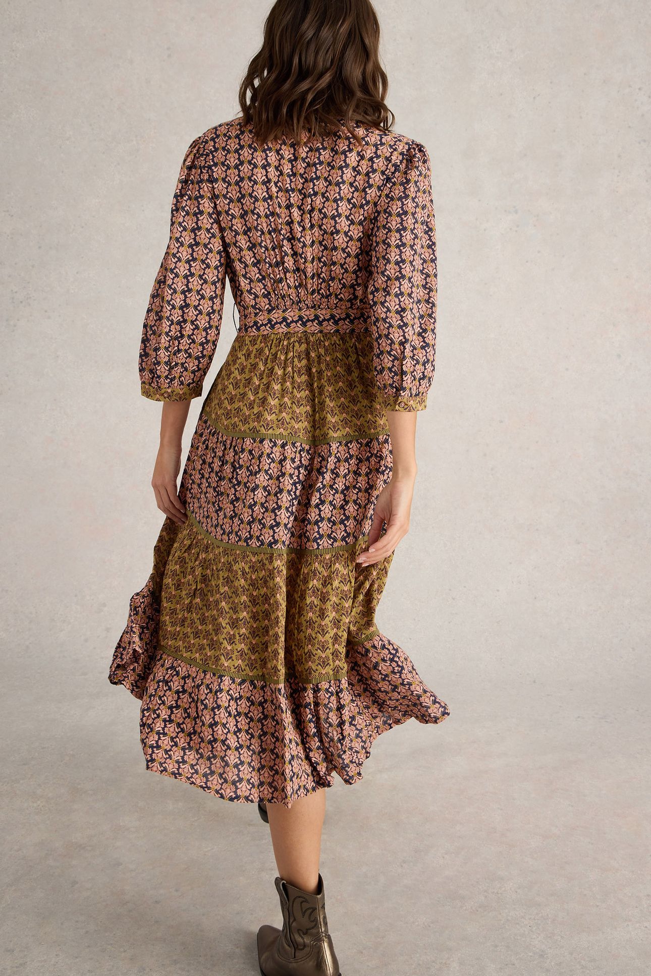 MABEL MIXED PRINT DRESS BLACK PRINT 2