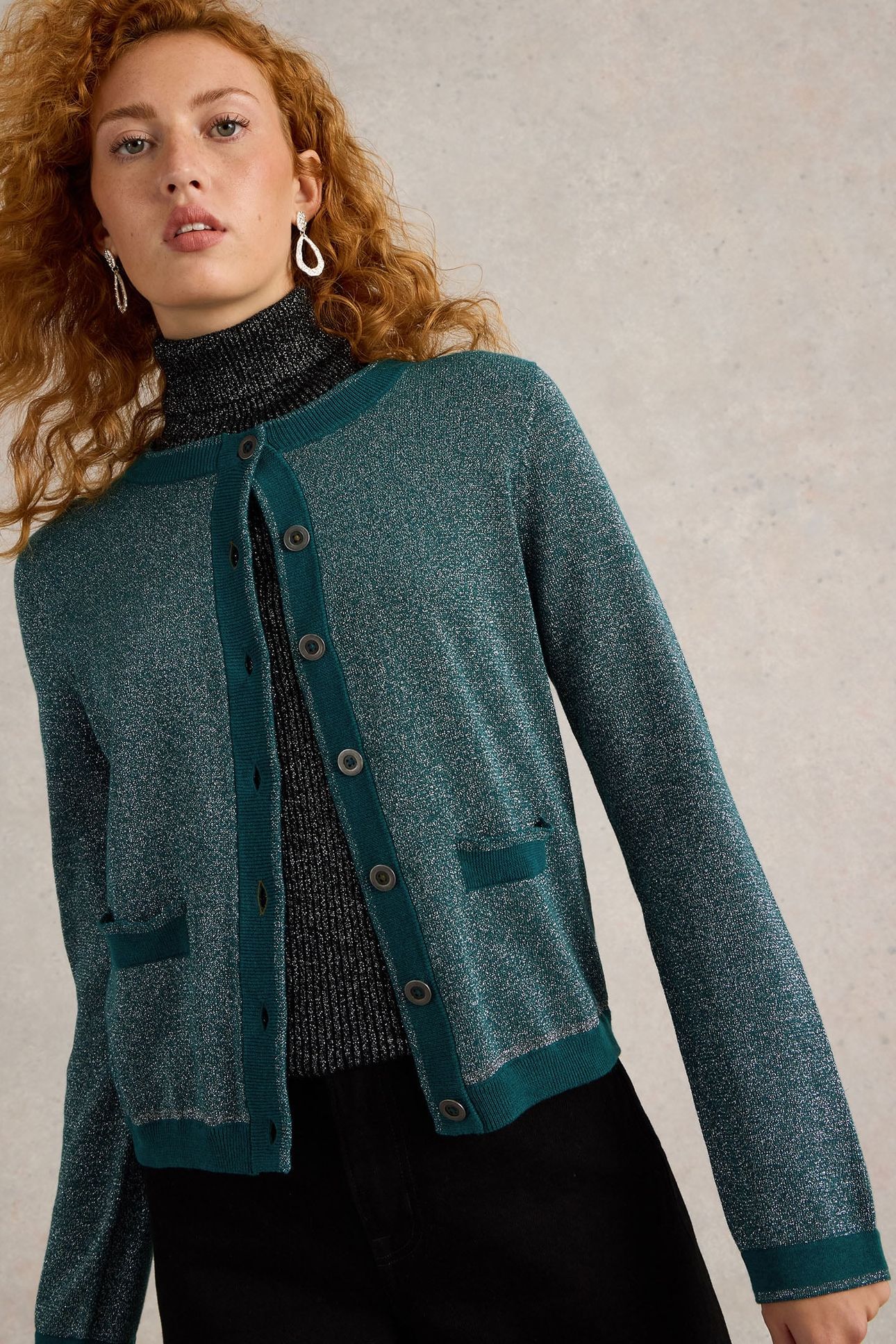 CHARLOTTE SPARKLE CARDI MID TEAL 3