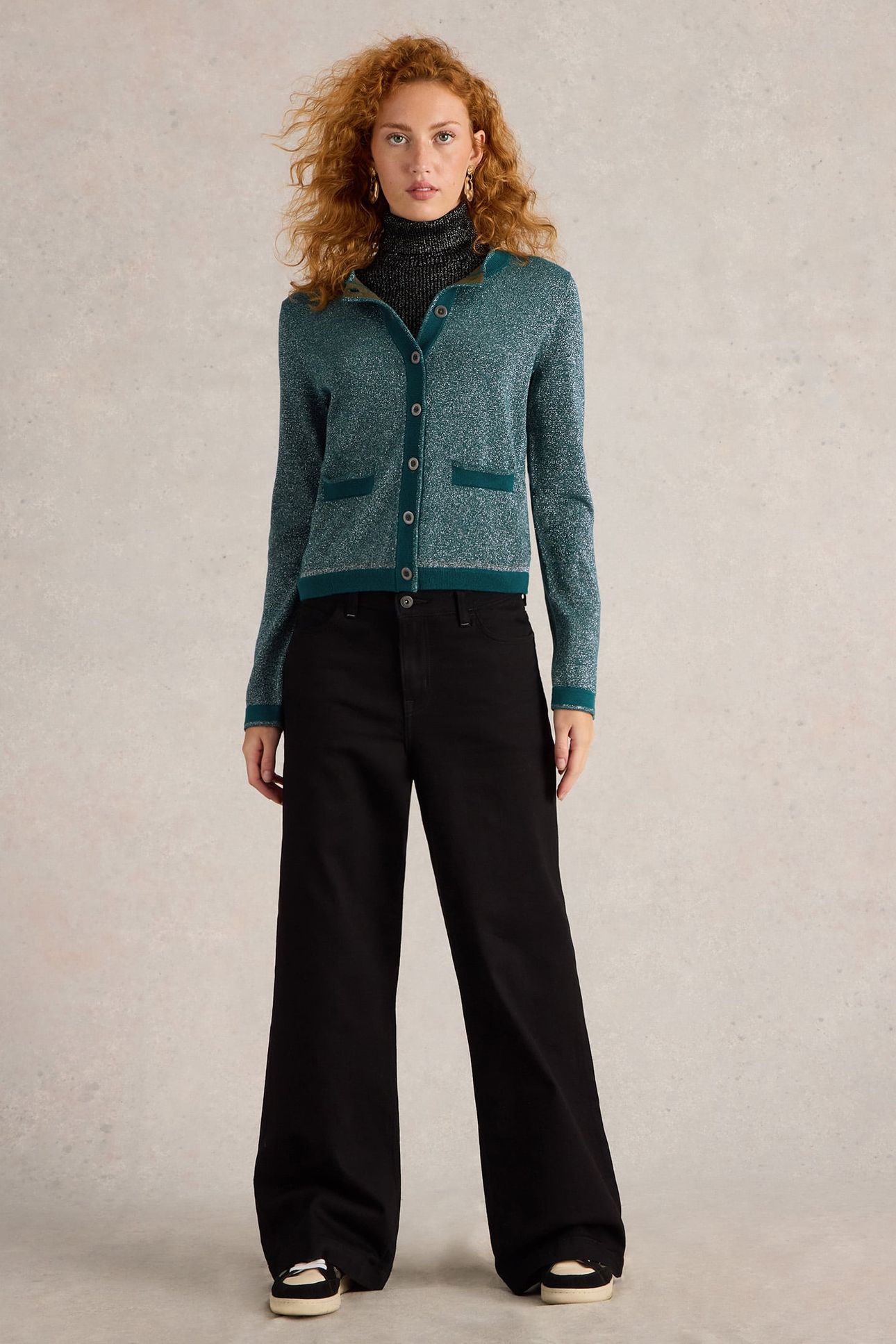 CHARLOTTE SPARKLE CARDI MID TEAL 1