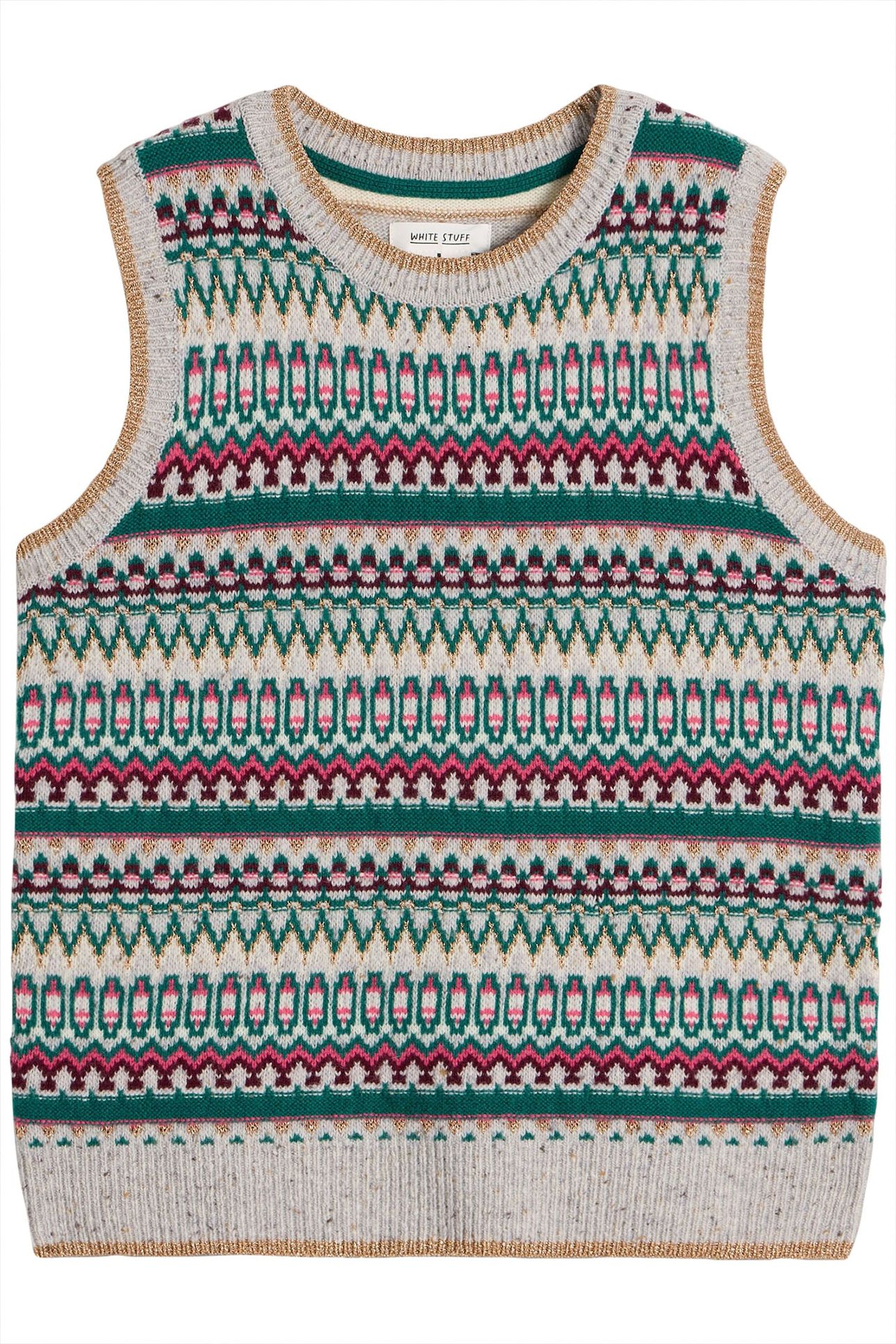 FAY SPARKLE FAIRISLE TANK GREY MULTI 3