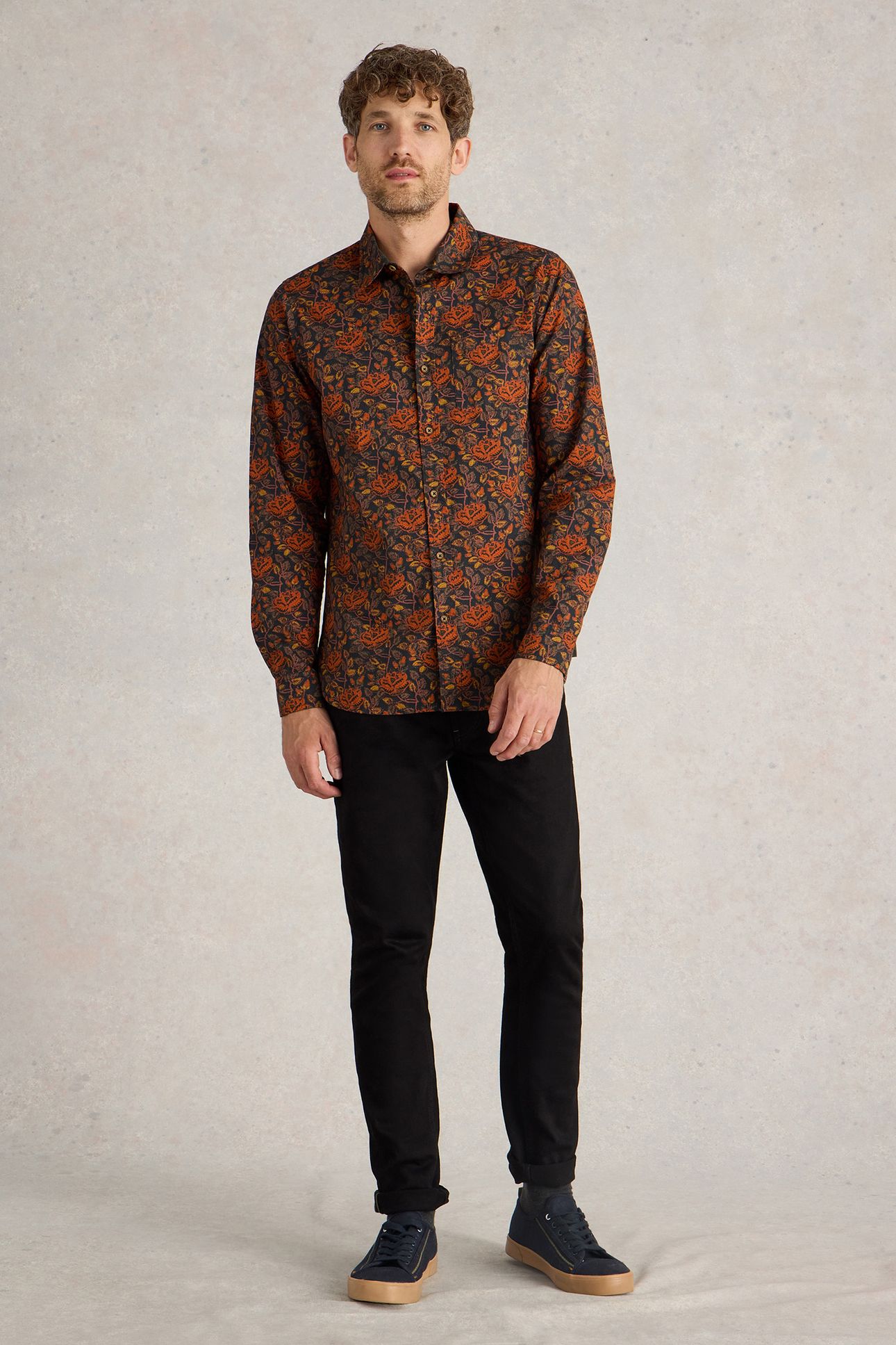 BLOCK FLORAL PRINTED SHIRT BROWN MULTI 3