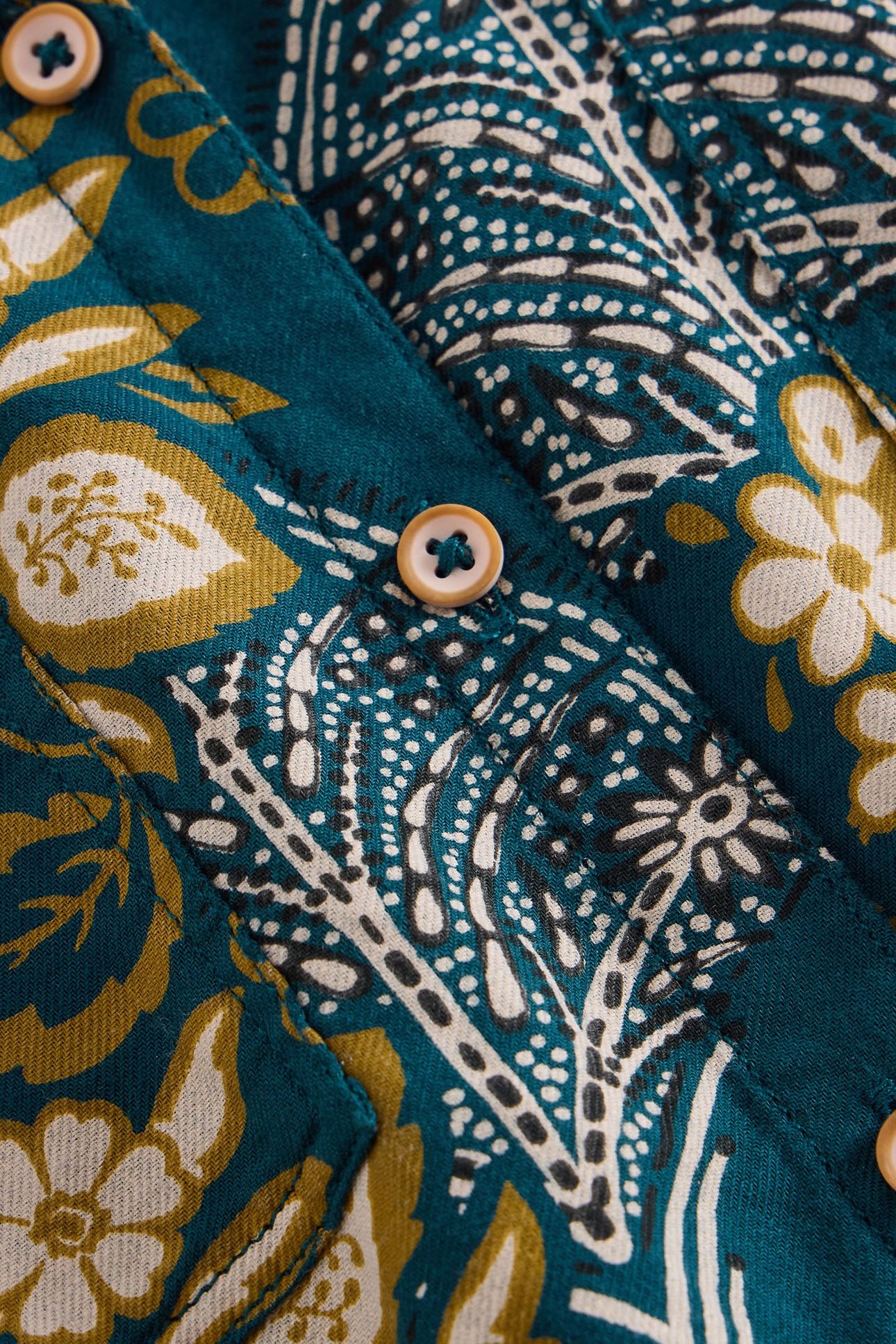 SOPHIE ORGANIC COTTON SHIRT TEAL PRINT 6