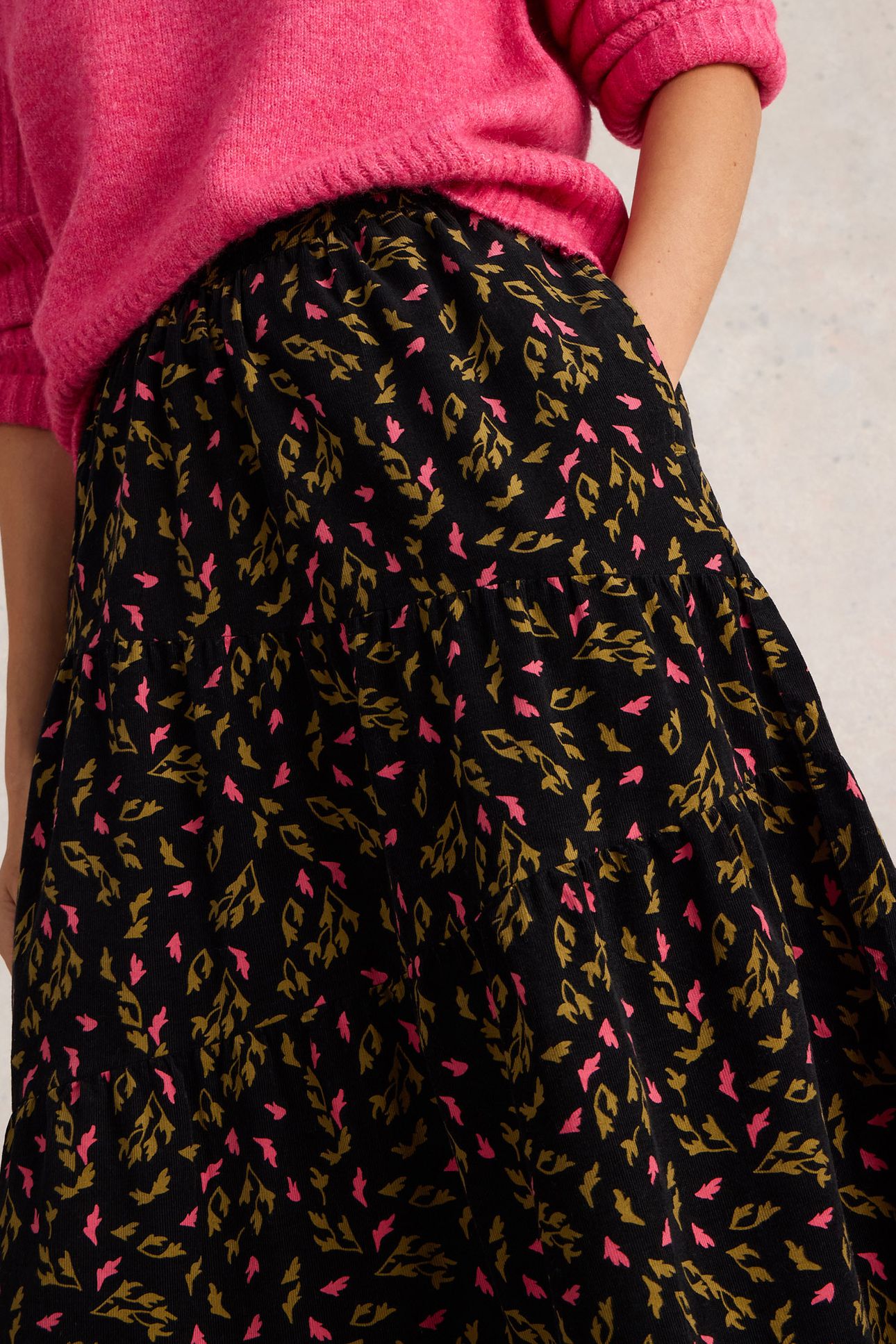 JENNA CORD TIERED SKIRT BLACK PRINT 5