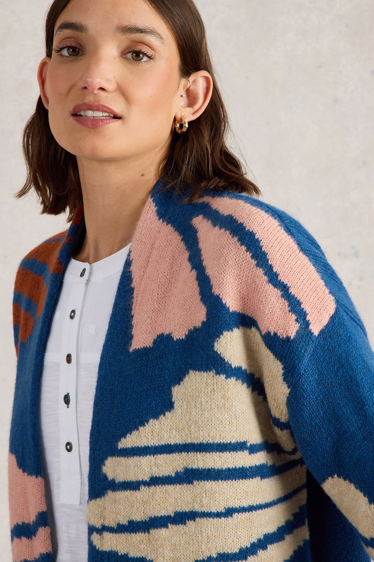 LOUISA LONGLINE CARDI BLUE MULTI 5