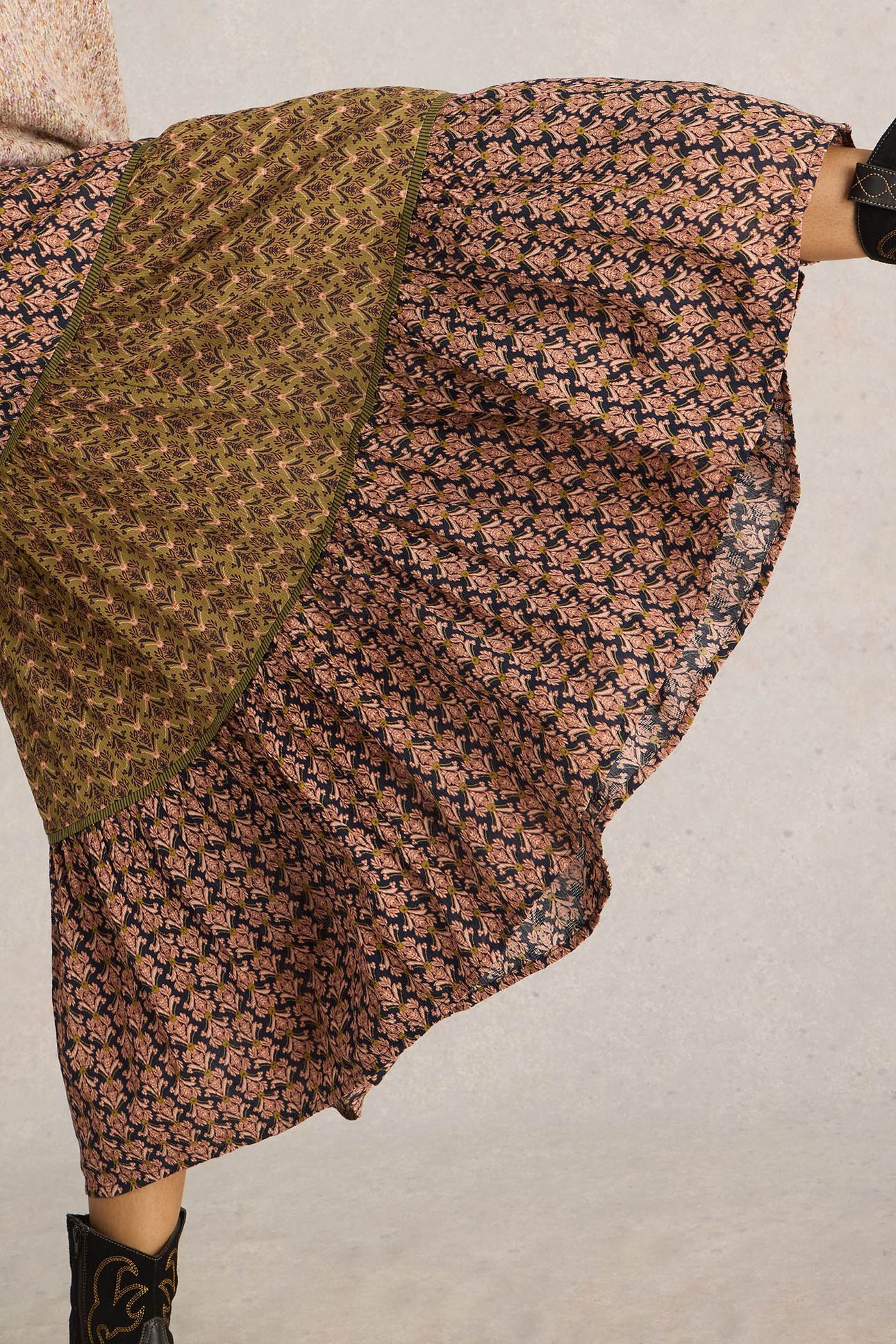 MABEL MIXED PRINT SKIRT BLACK MULTI 5