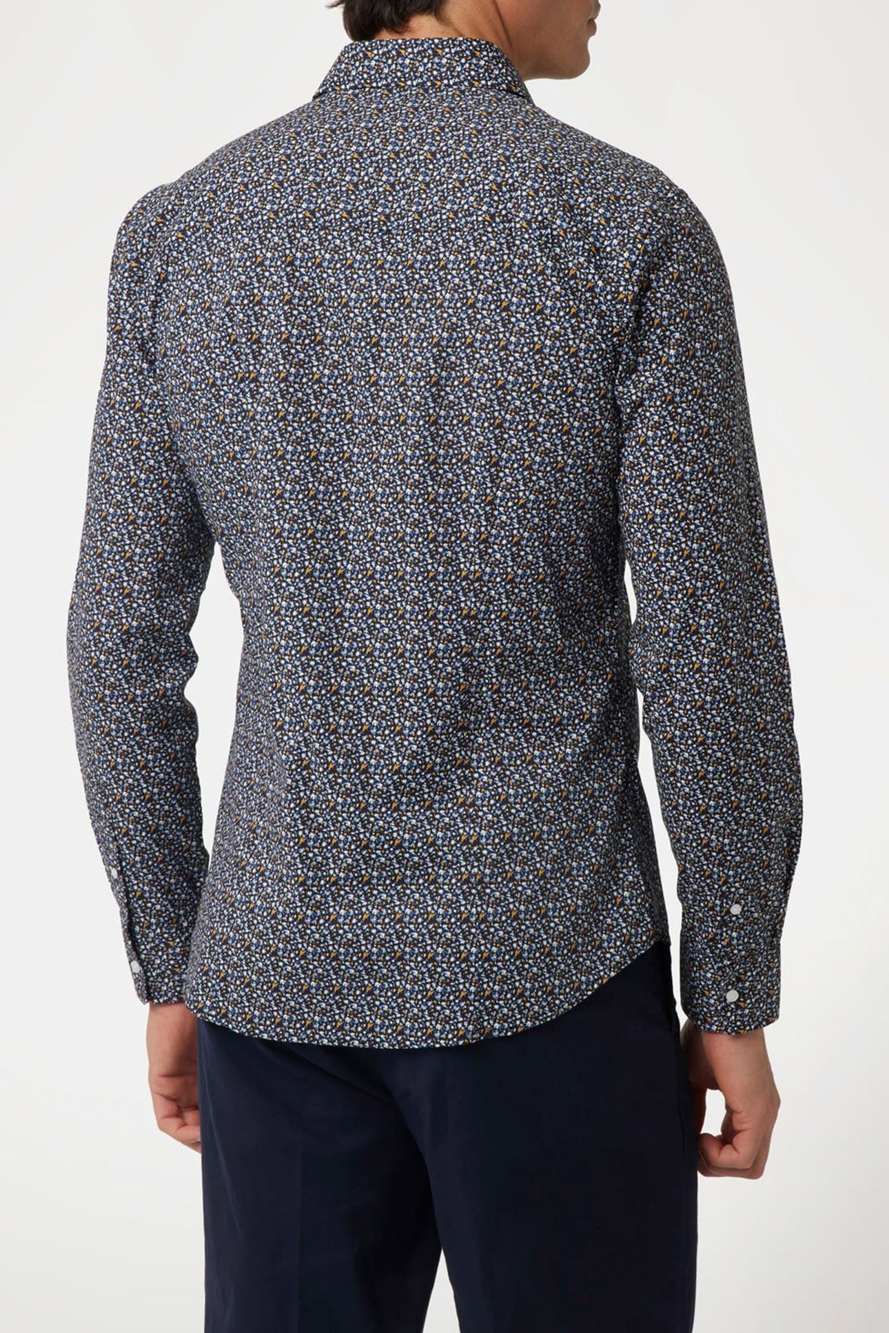 MARCIANO BY GUESS LS ITALIAN COLLA ROU BLUE MIXED FLOWERS 2