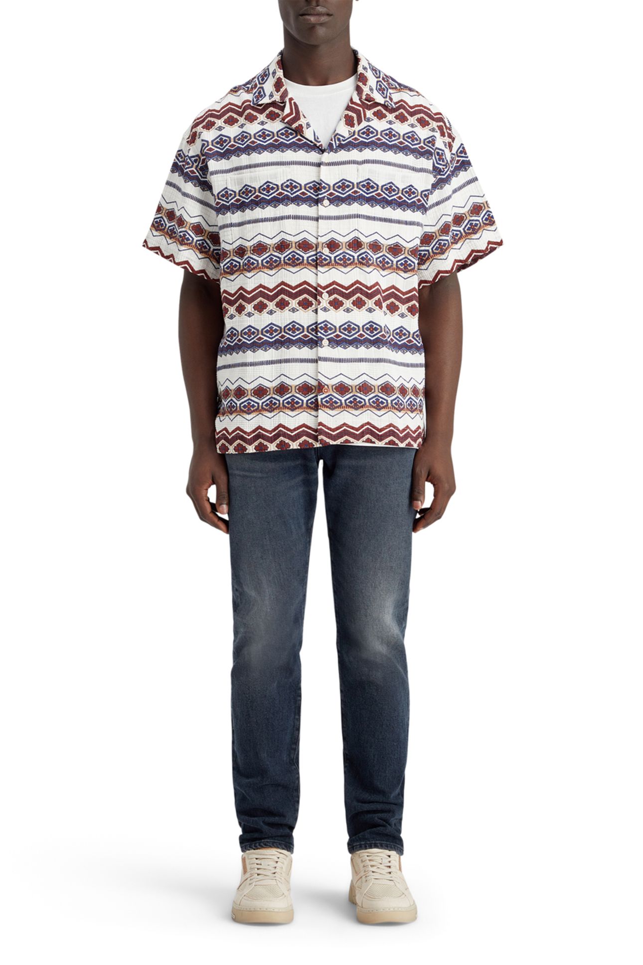 STRUCTURED PRINTED STRIPE SHIRT RED BLUE MULTI 3