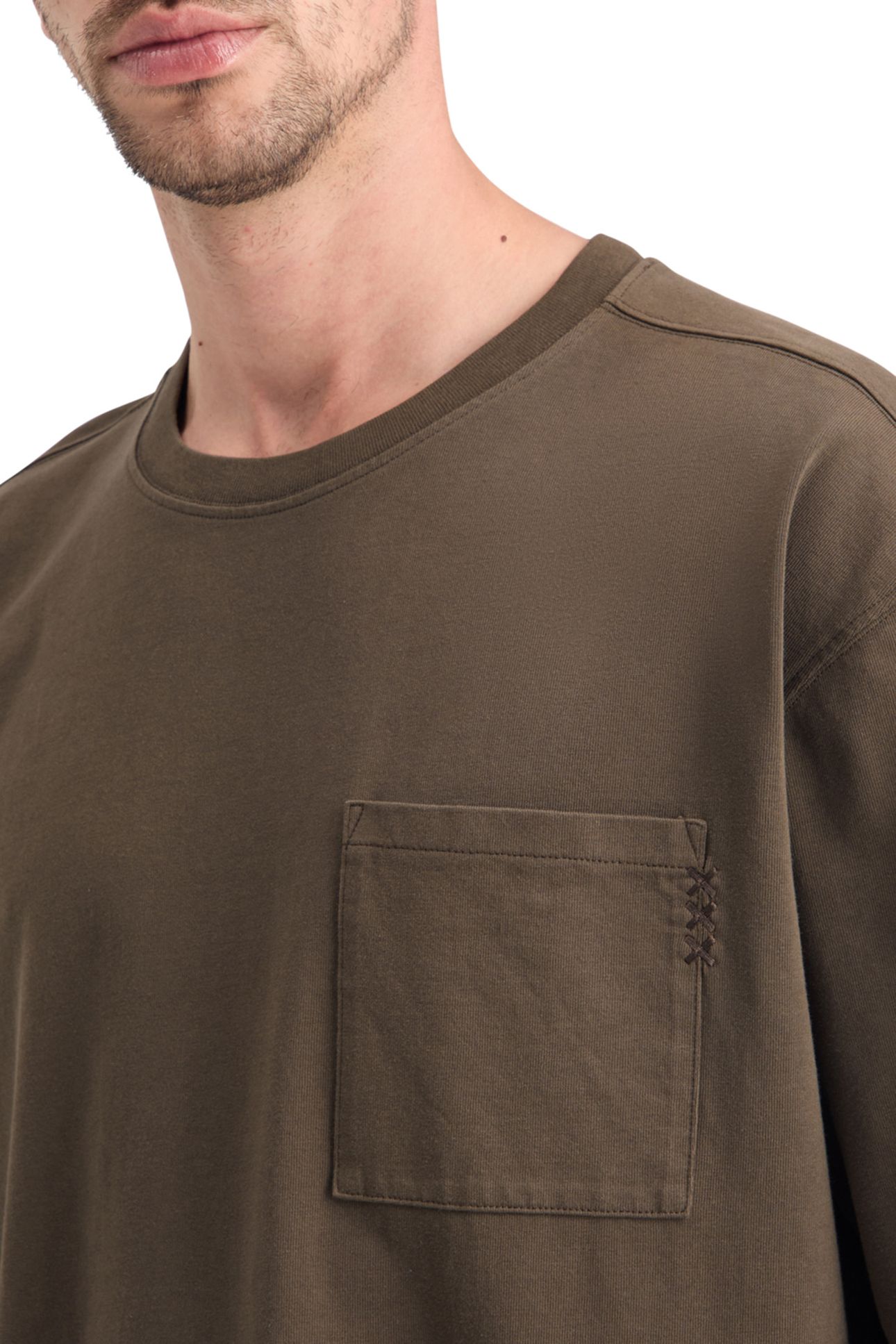 3 CROSSES LOOSE FIT POCKET T-SHIRT COFFEE 7