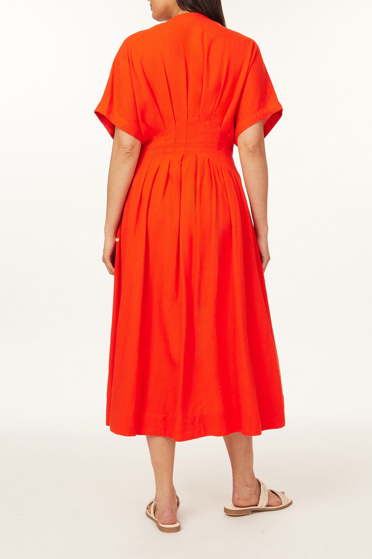 MULTI PLEATED DOLMAN DRESS ORANGE.COM 2