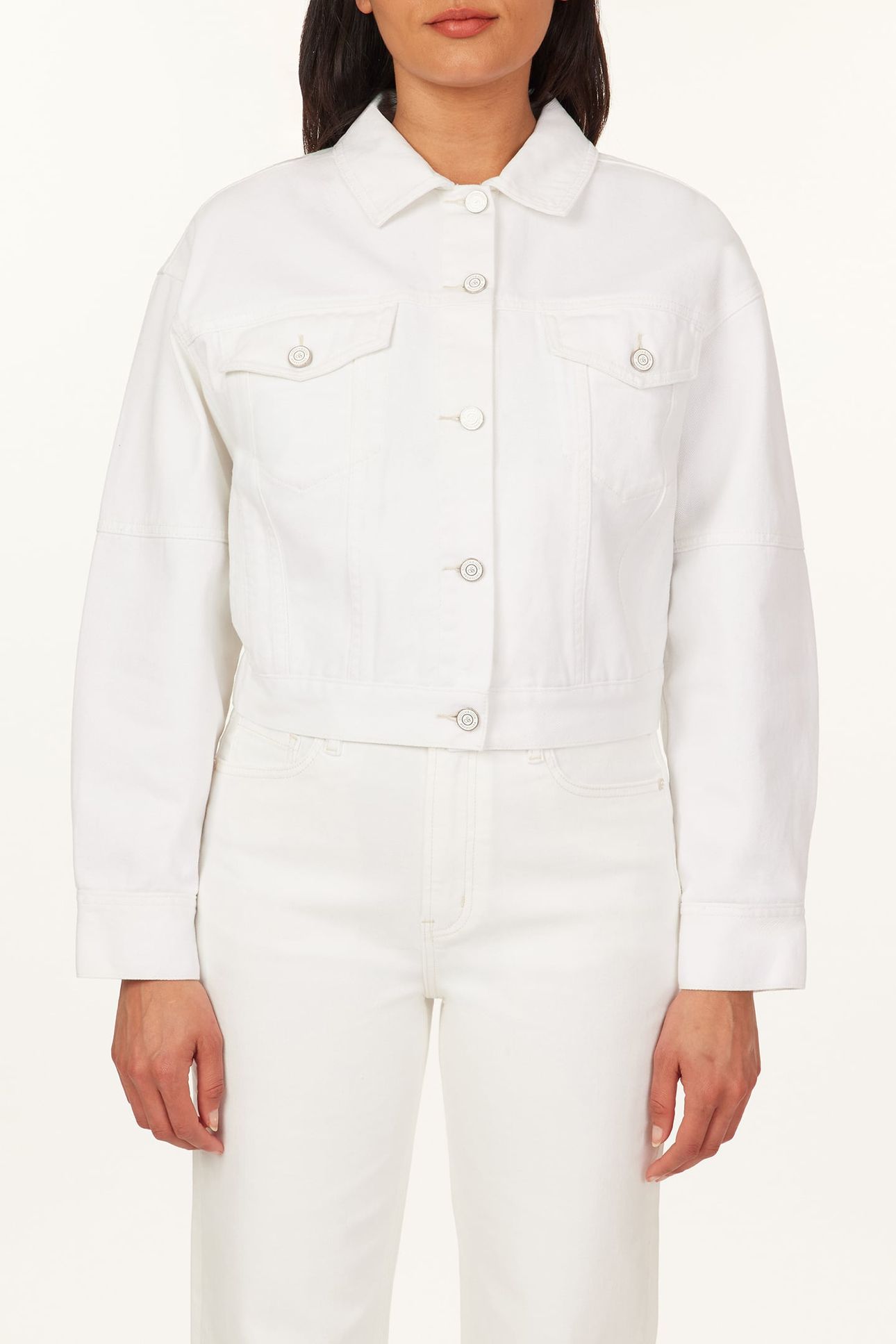 OVERSIZED CROPPED DENIM JACKET OPTIC WHITE | Online Outlet | Otrium